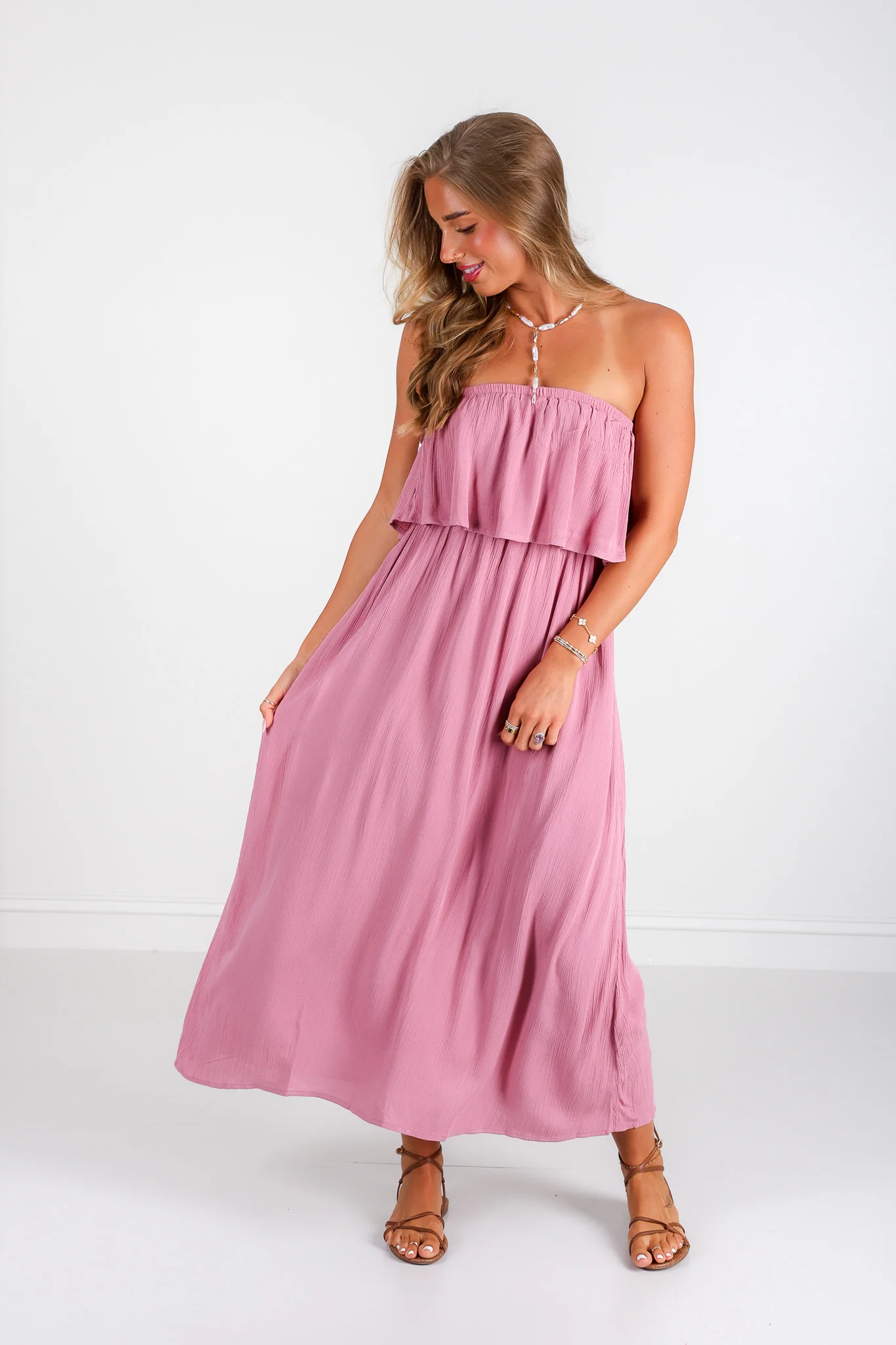 Great Days Ahead Light Rose Strapless Maxi Dress - Image 4
