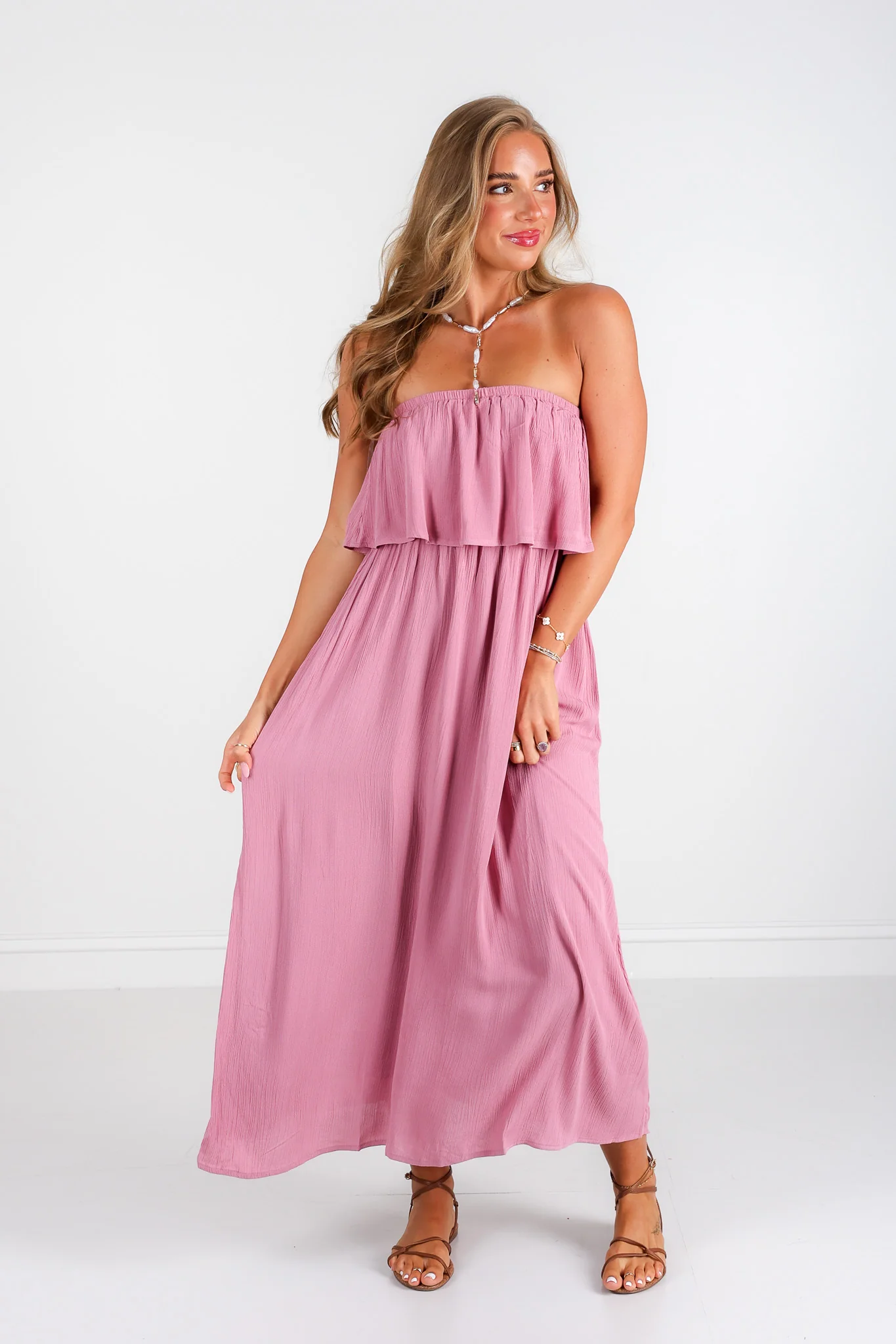 Great Days Ahead Light Rose Strapless Maxi Dress - Image 5