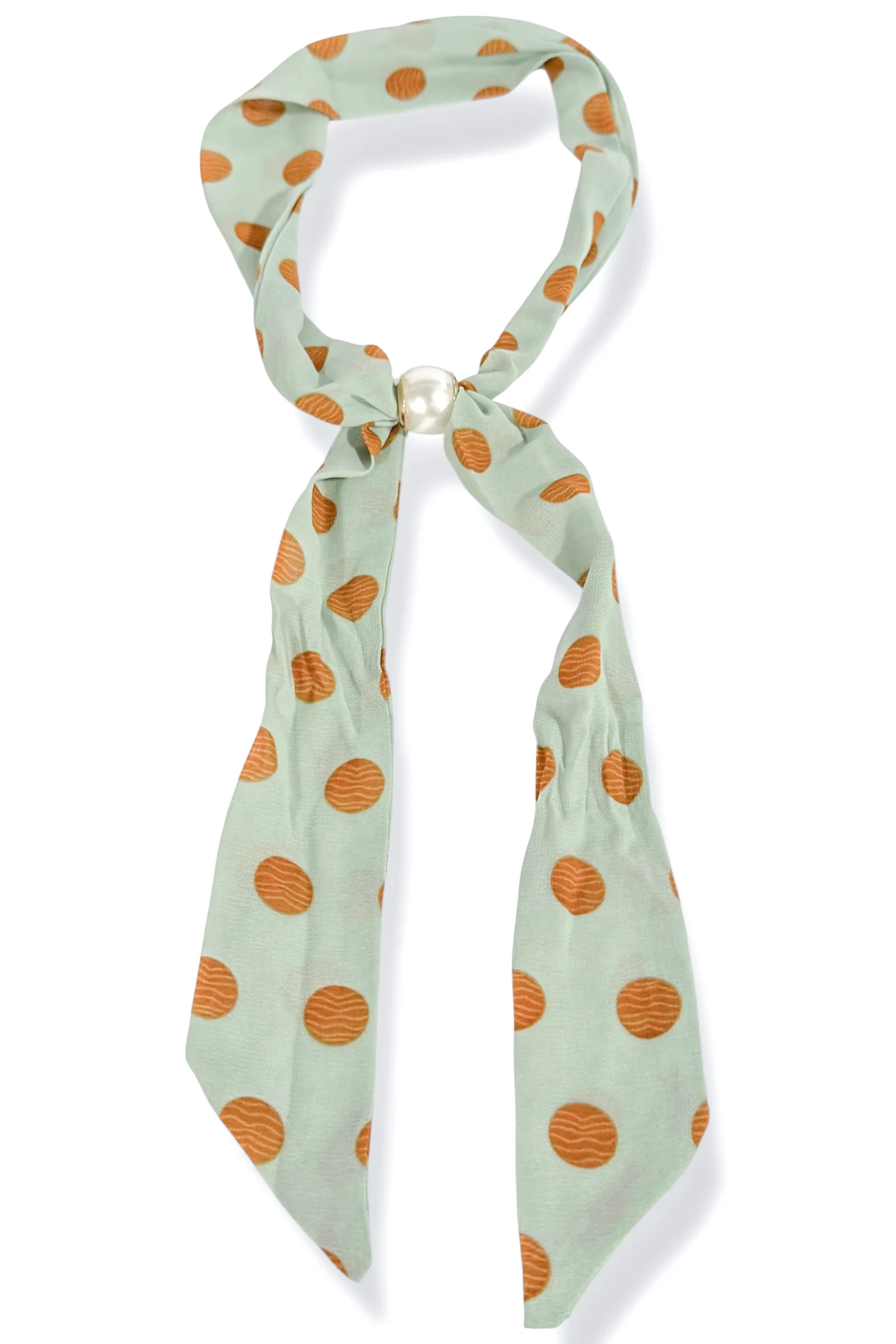Next Move Green Coffee Polka Dot Scarf Necklace