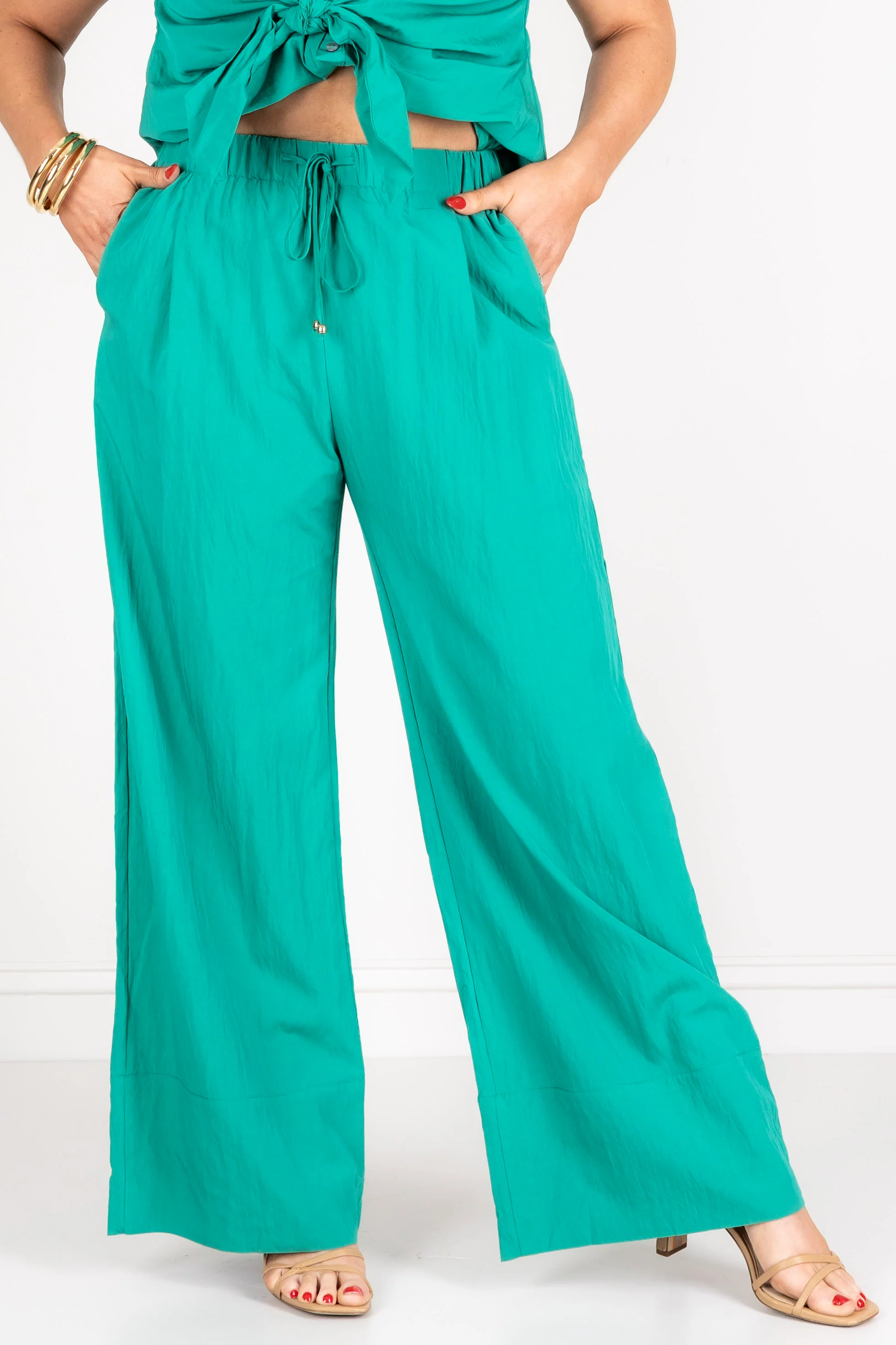On the Coast Green Wide Leg Pant