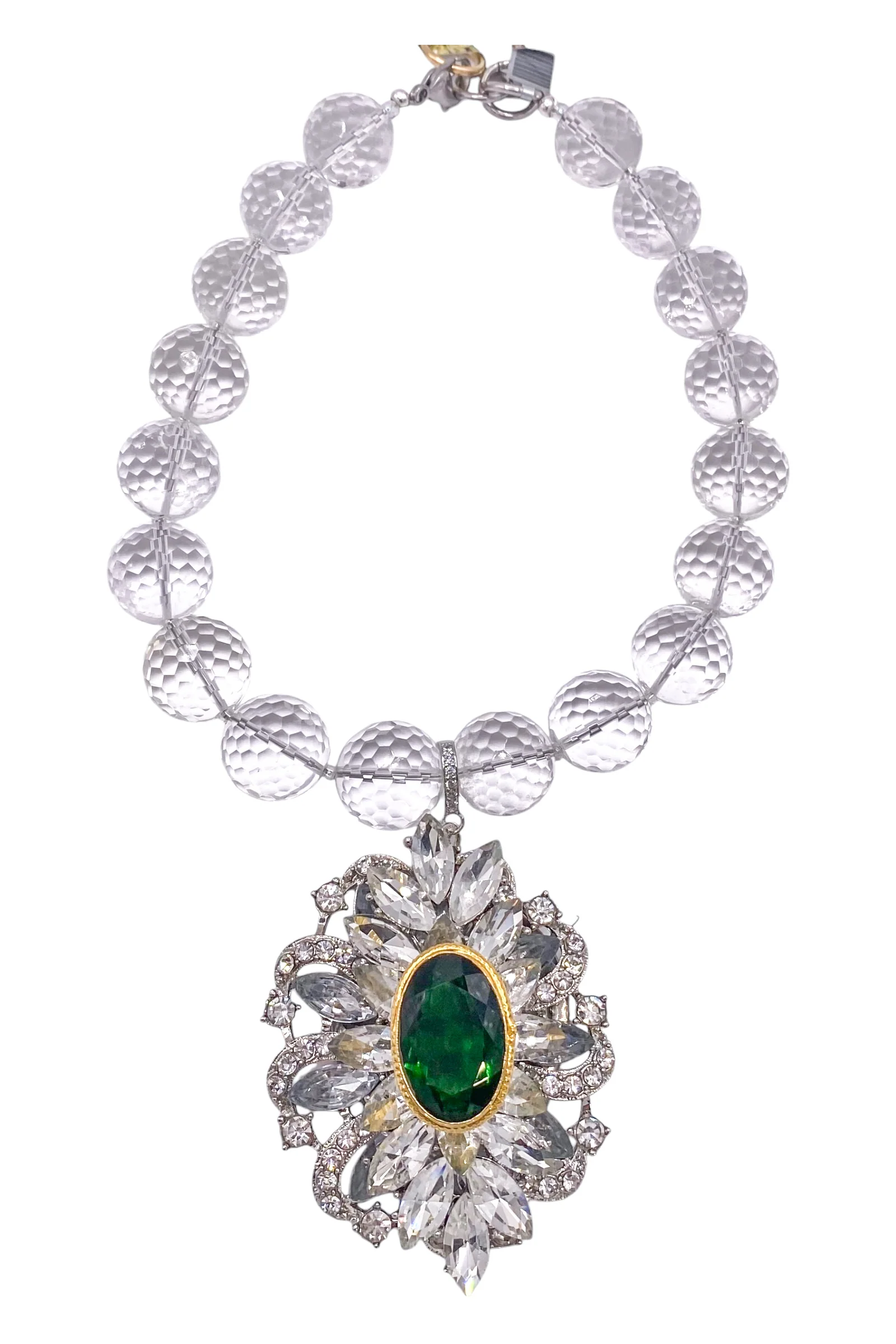 Rockstar In Rome Green Touraine Crystal Necklace