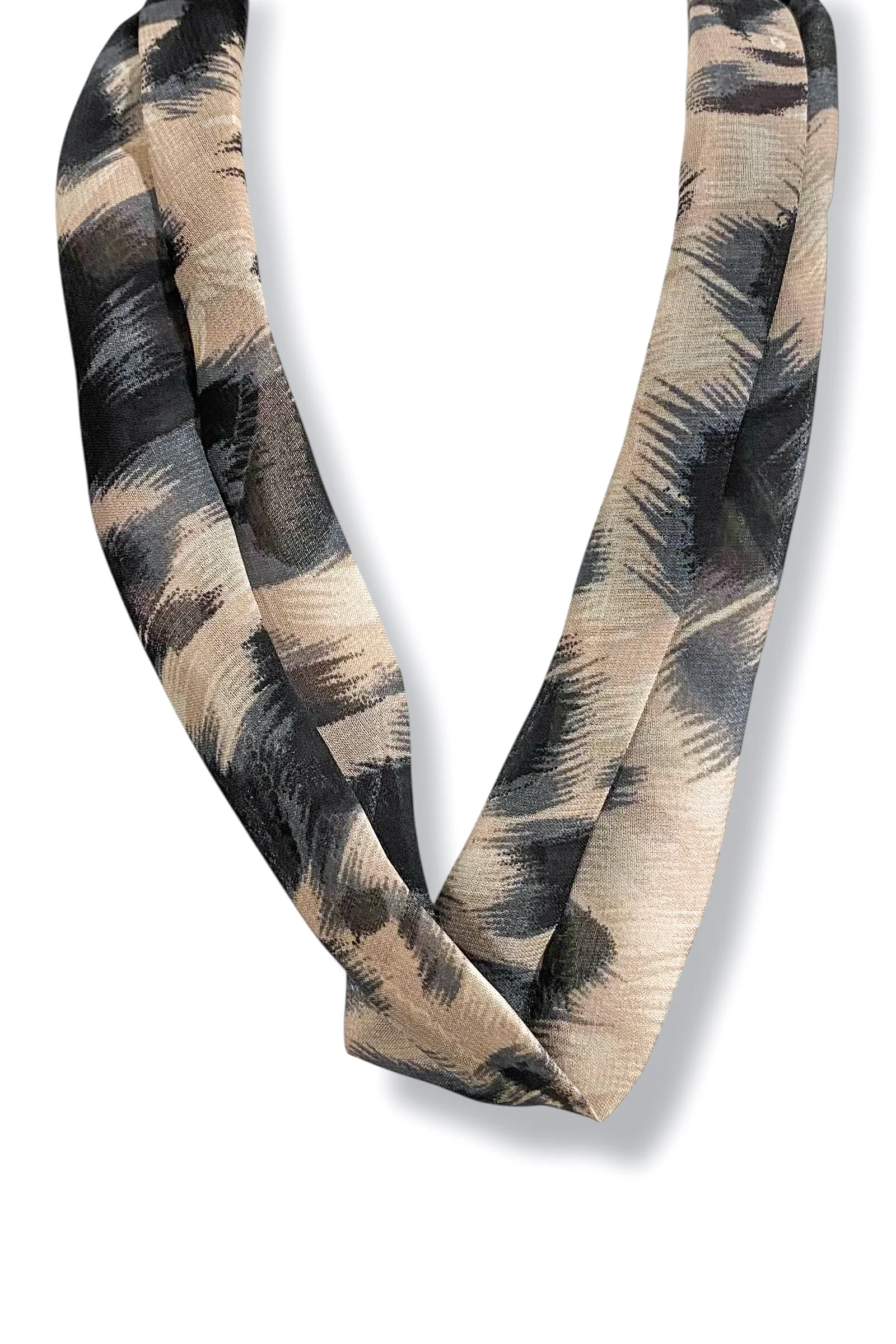 Know Your Worth Grey Chiffon Scarf Necklace