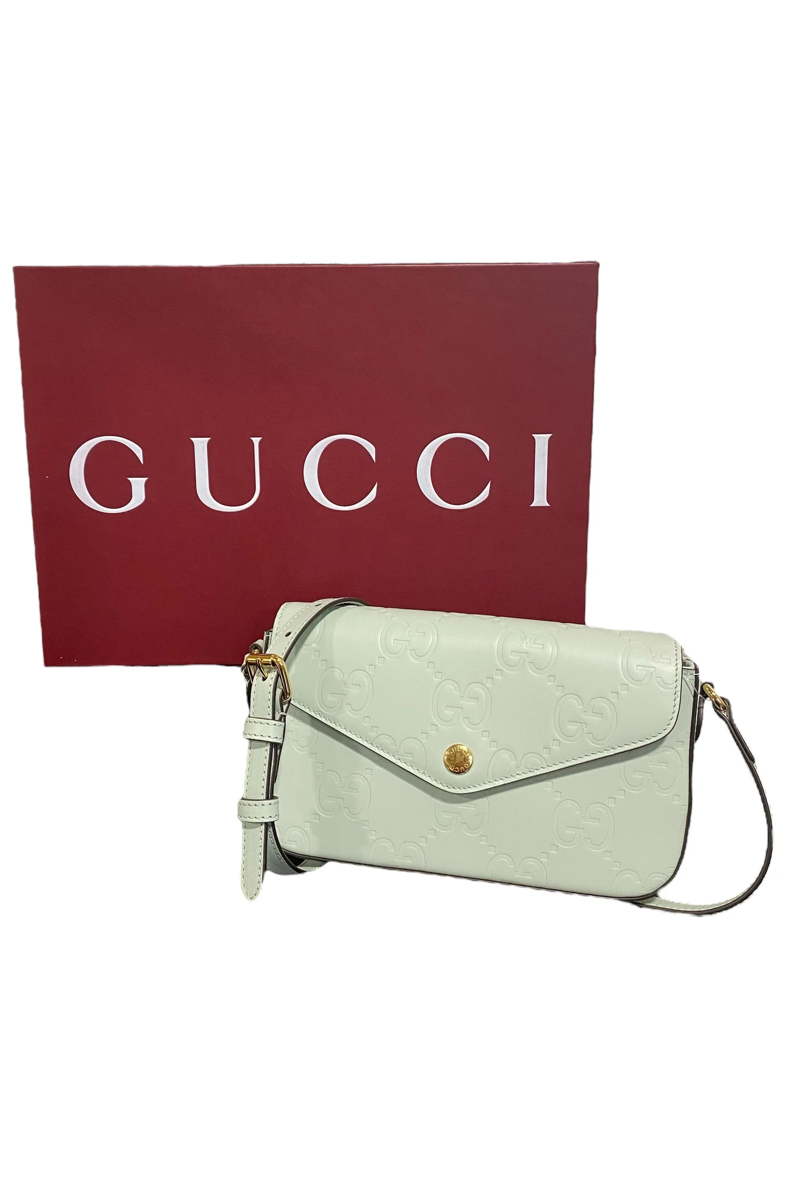 Gucci GG Super Mini Leather Shoulder Bag Light Green
