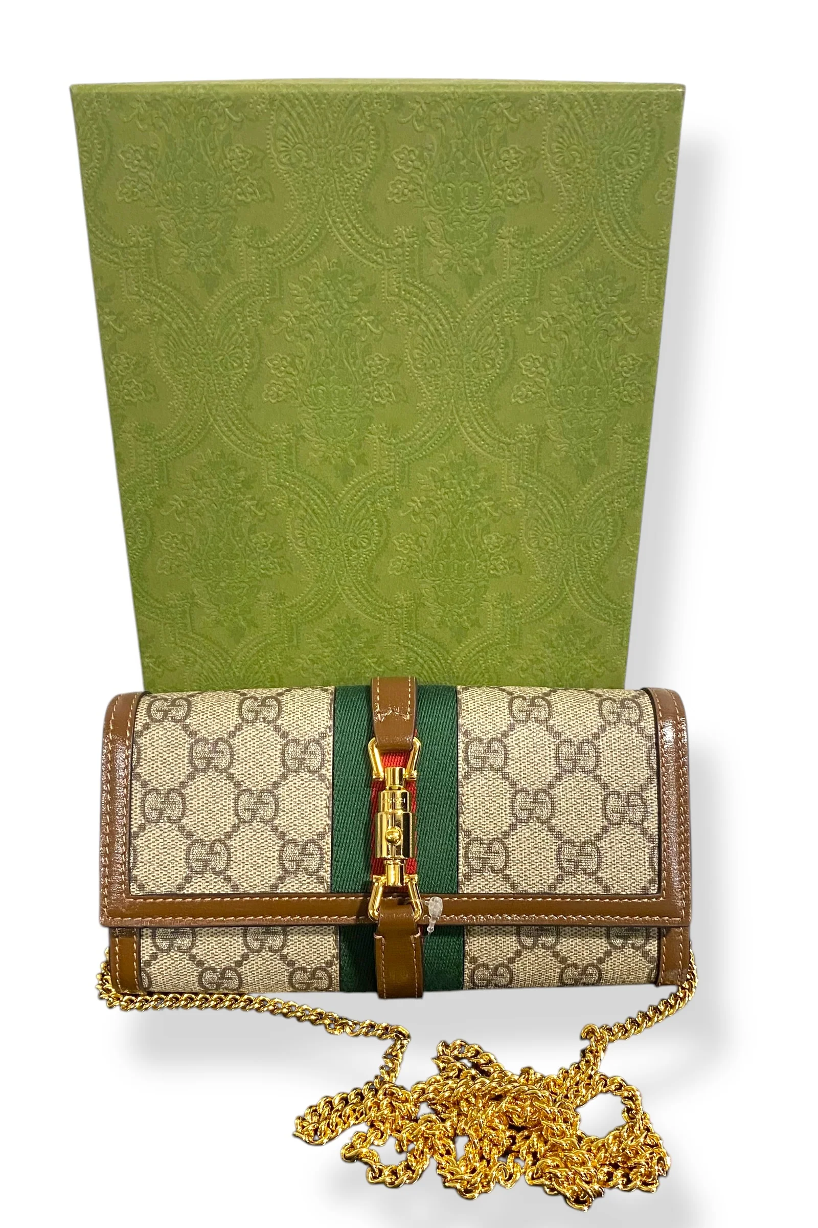 Gucci Jackie 1961 GG Supreme PVC & Leather Chain Wallet