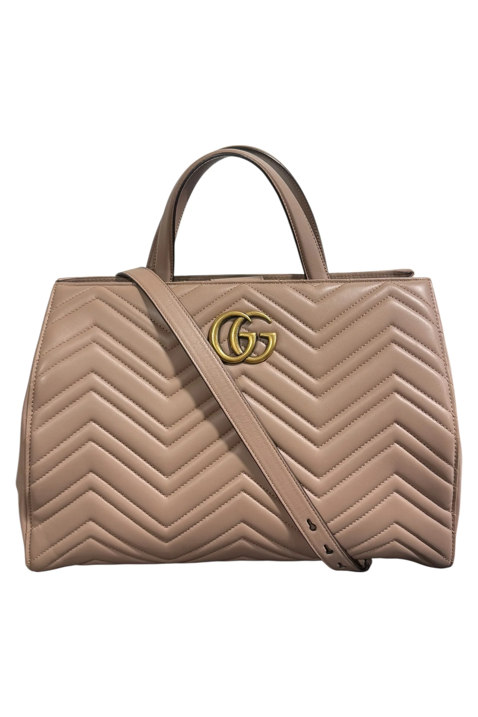 Gucci Marmont Medium Beige Two Way Tote