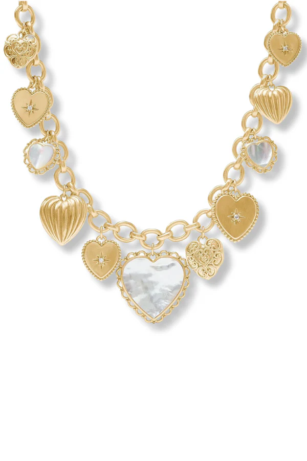 Julie Vos Heart Charm Mother Of Pearl & CZ Necklace