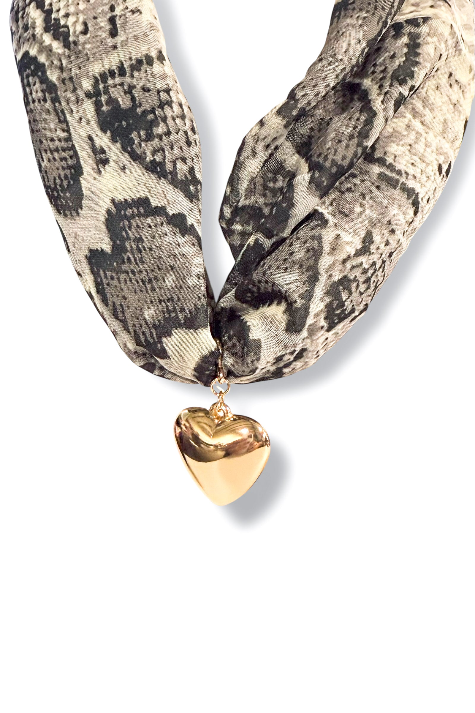 Heart Pendant Snake Scarf Necklace