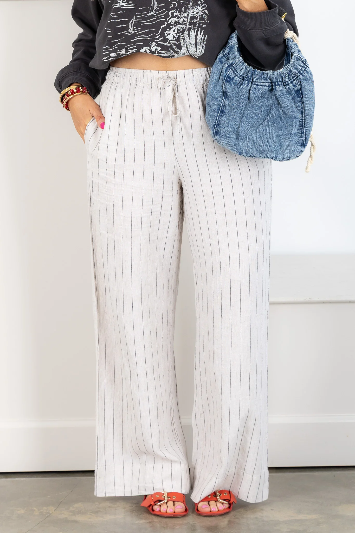 Z SUPPLY Henri Linen Striped Wide Leg Pant