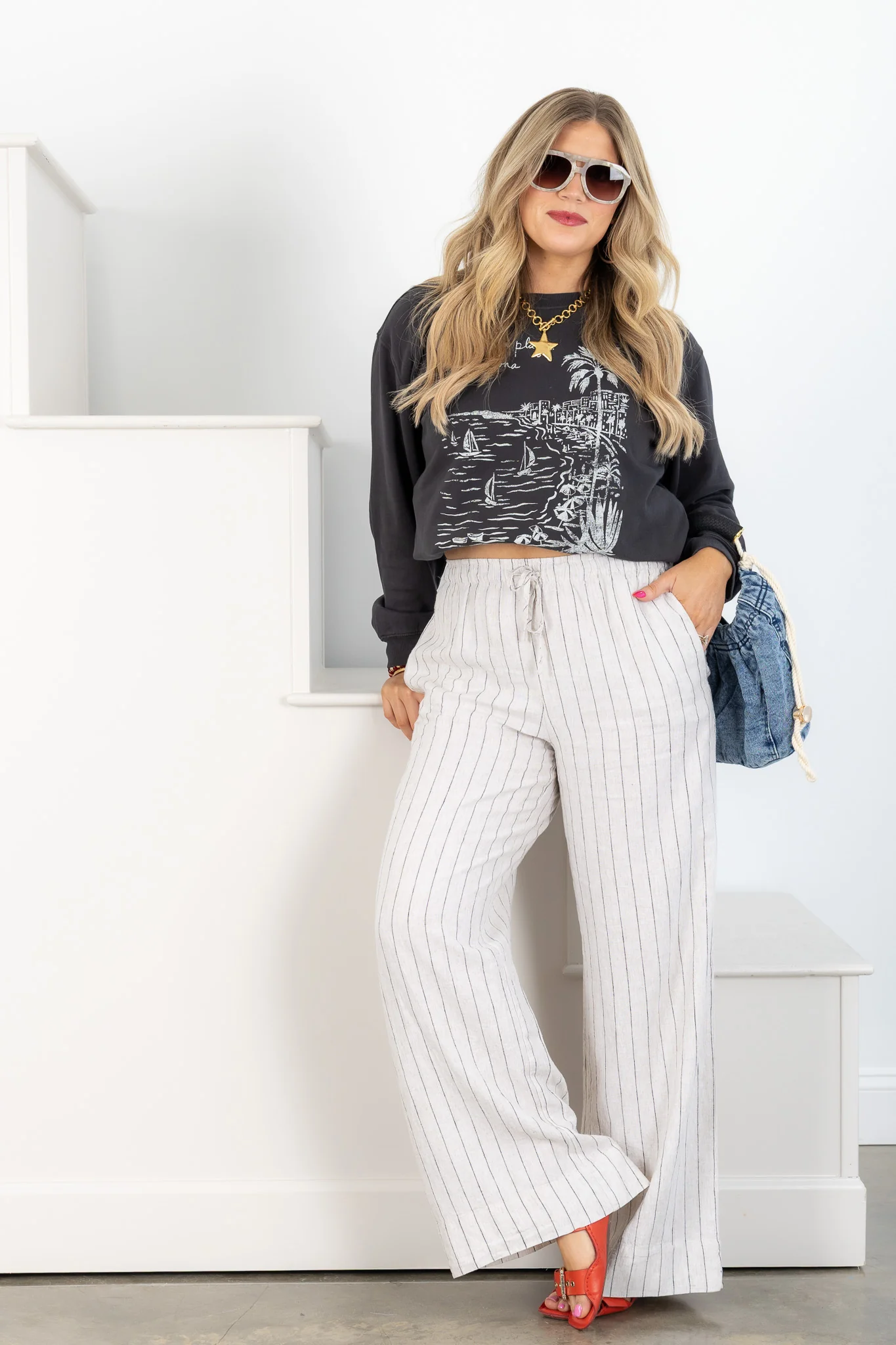 Z SUPPLY Henri Linen Striped Wide Leg Pant - Image 2