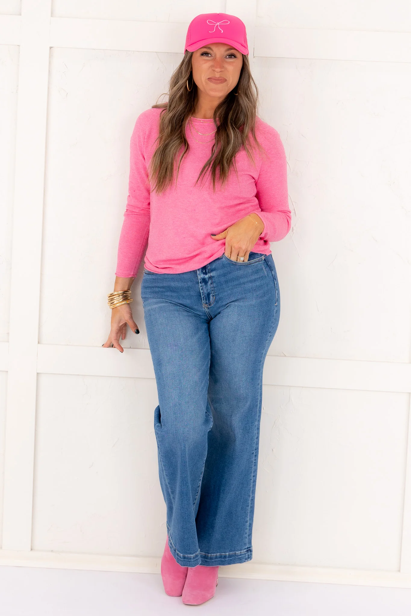 Here To Stay Long Sleeve Top - Fuchsia - FINAL SALE - Image 3