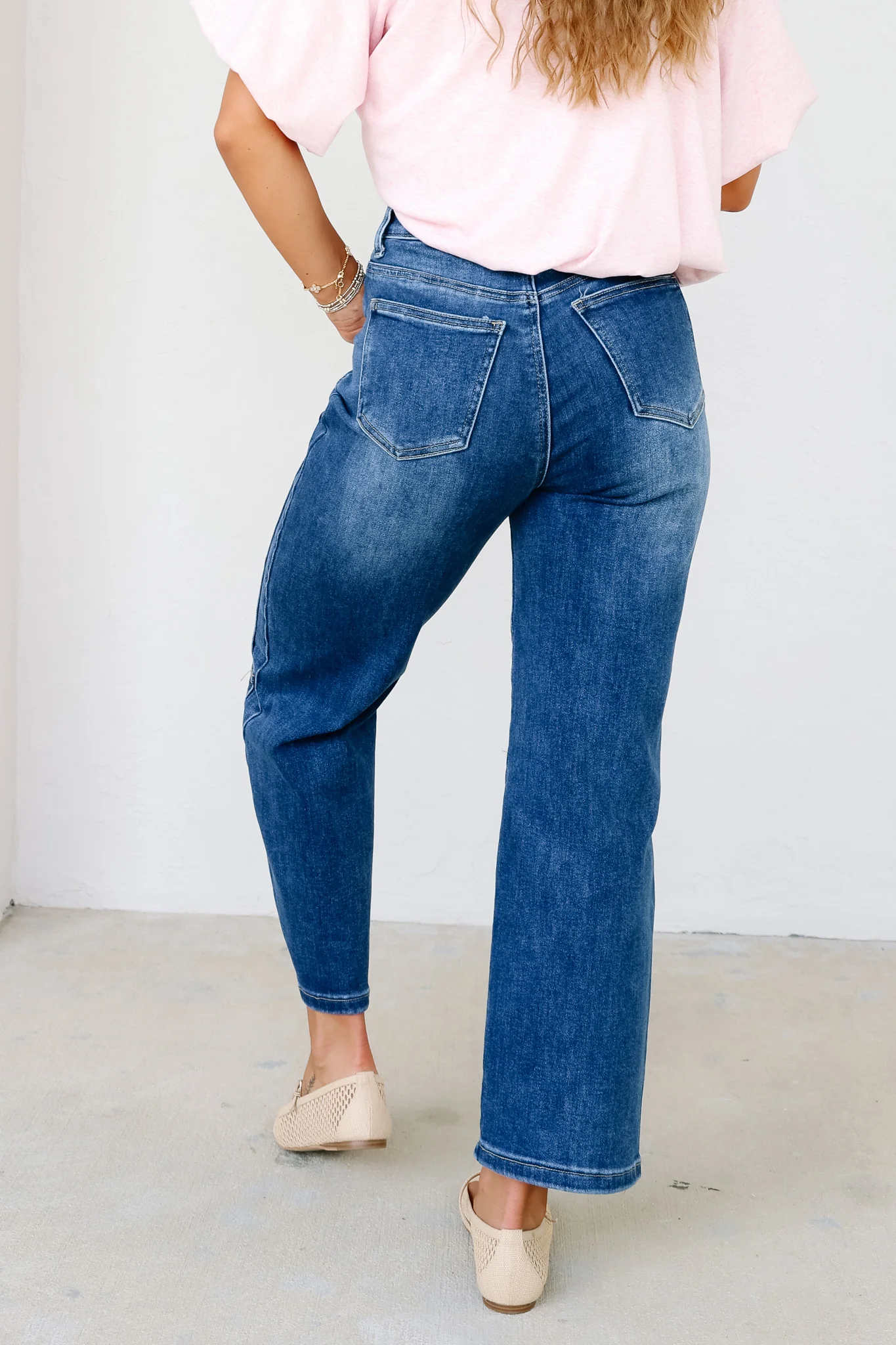 Extra Touch High Rise Dark Cropped Barrel Jean - Image 3