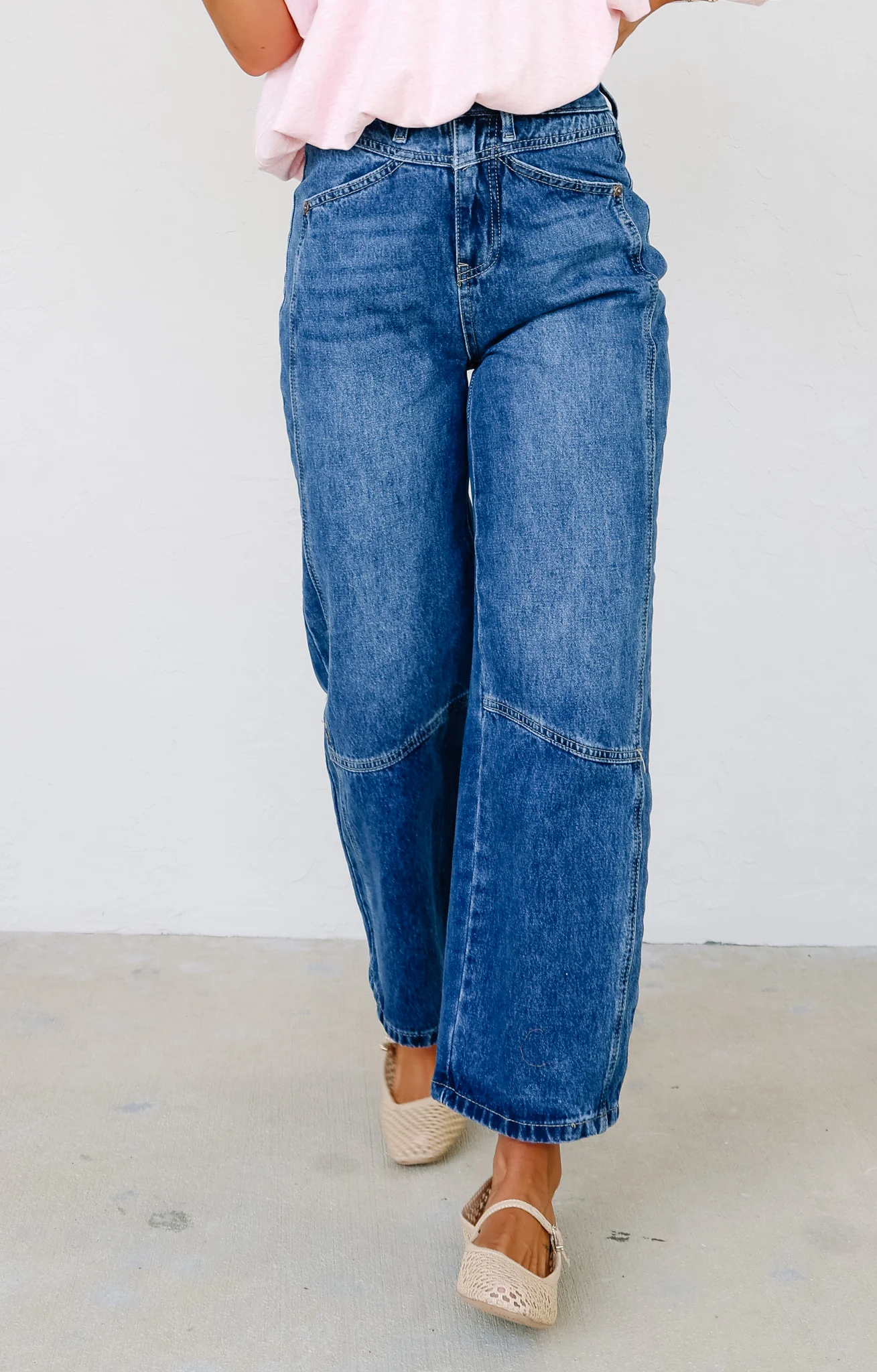 Extra Touch High Rise Dark Cropped Barrel Jean - Image 4