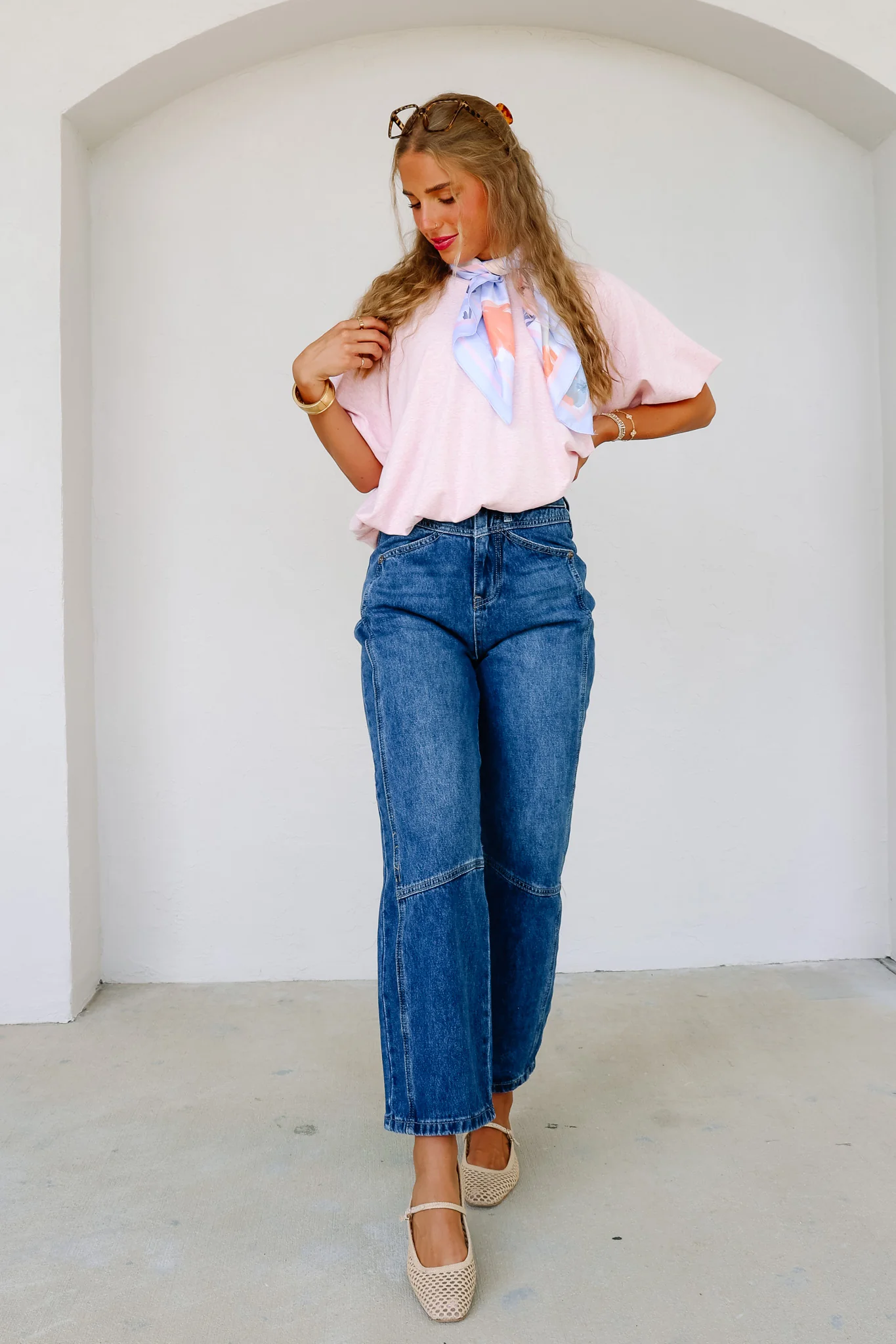 Extra Touch High Rise Dark Cropped Barrel Jean - Image 5