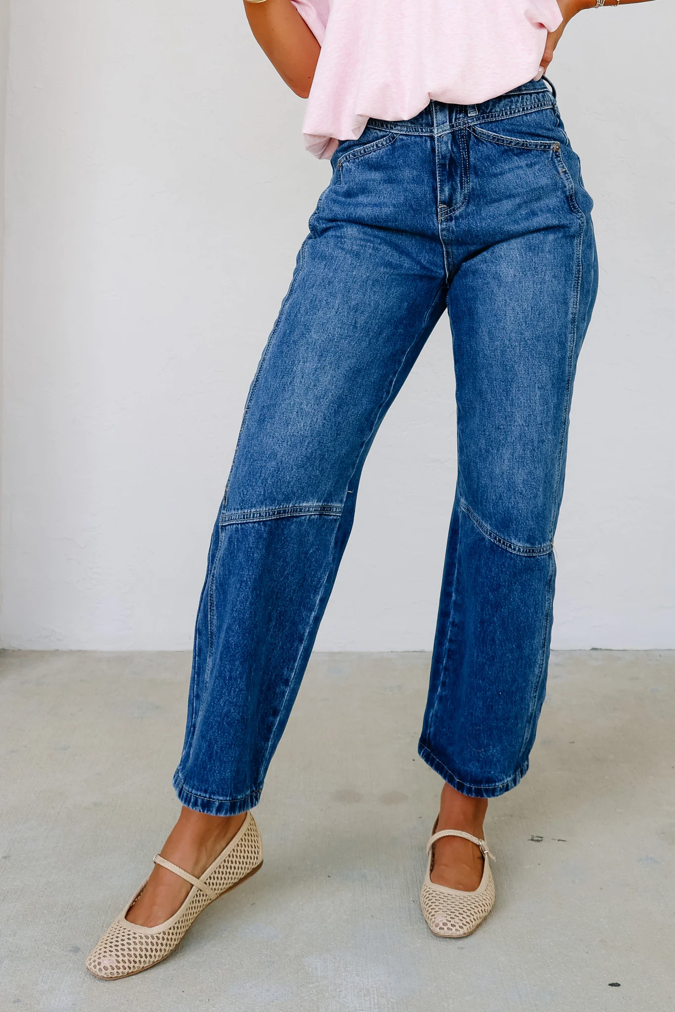 Extra Touch High Rise Dark Cropped Barrel Jean - Image 6