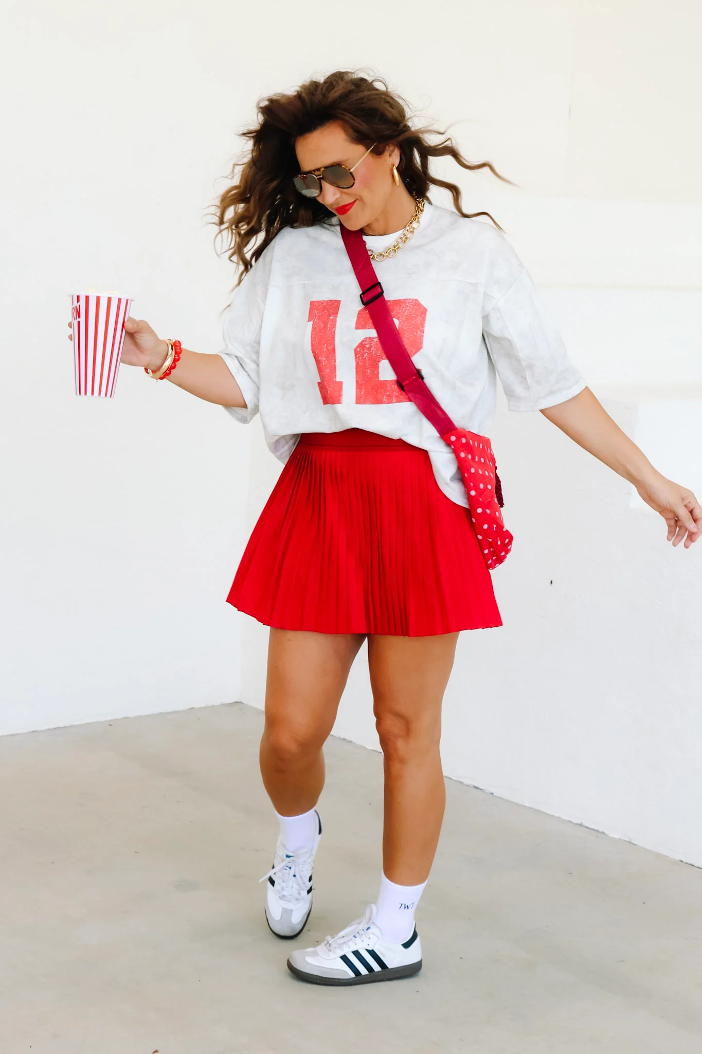 DOORBUSTER Moments Before High Waisted Pleated Ruby Lined Mini Skort - Image 5
