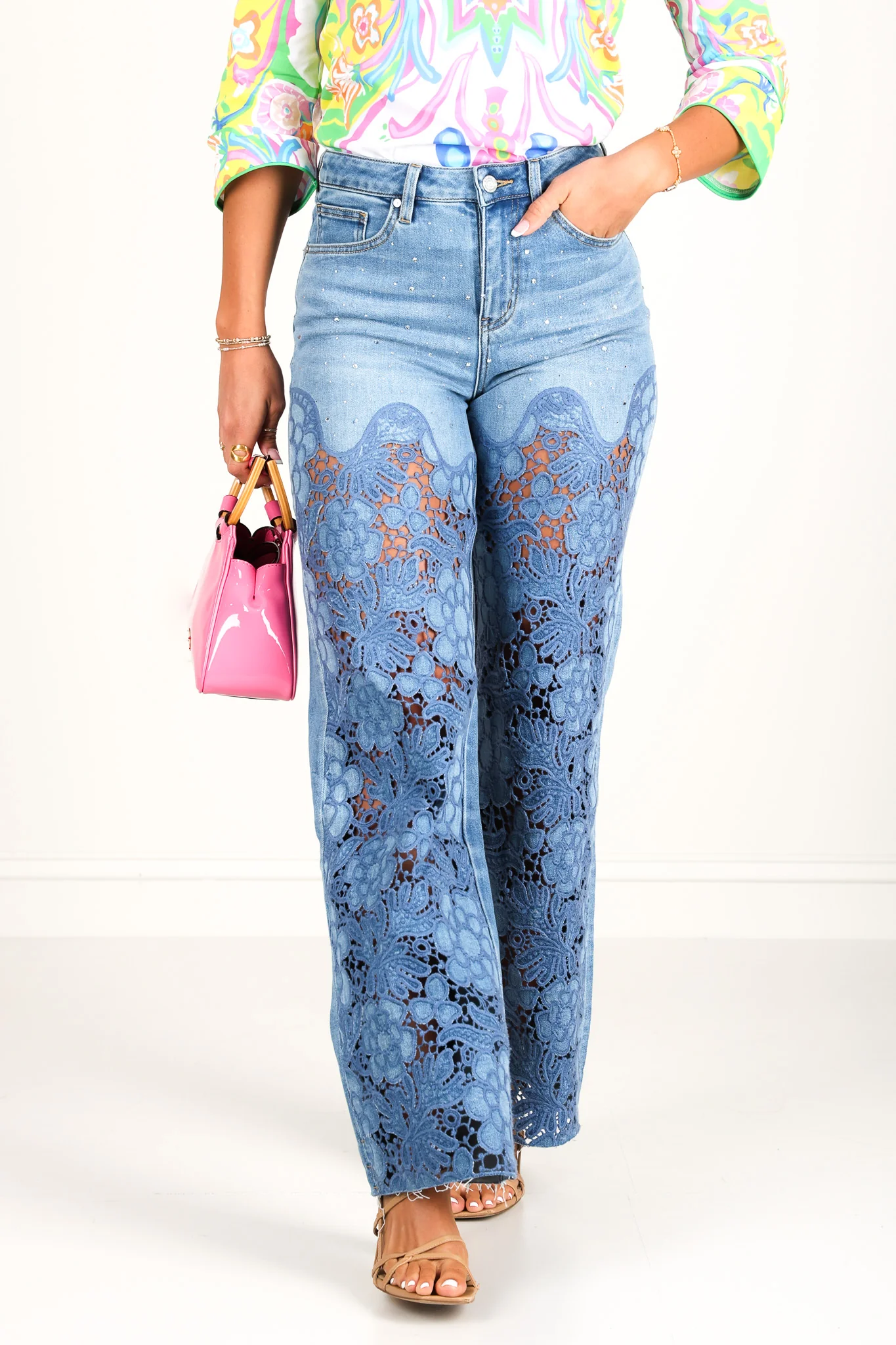 Collins High Rise Medium Blue Wide Leg Jean - Image 2