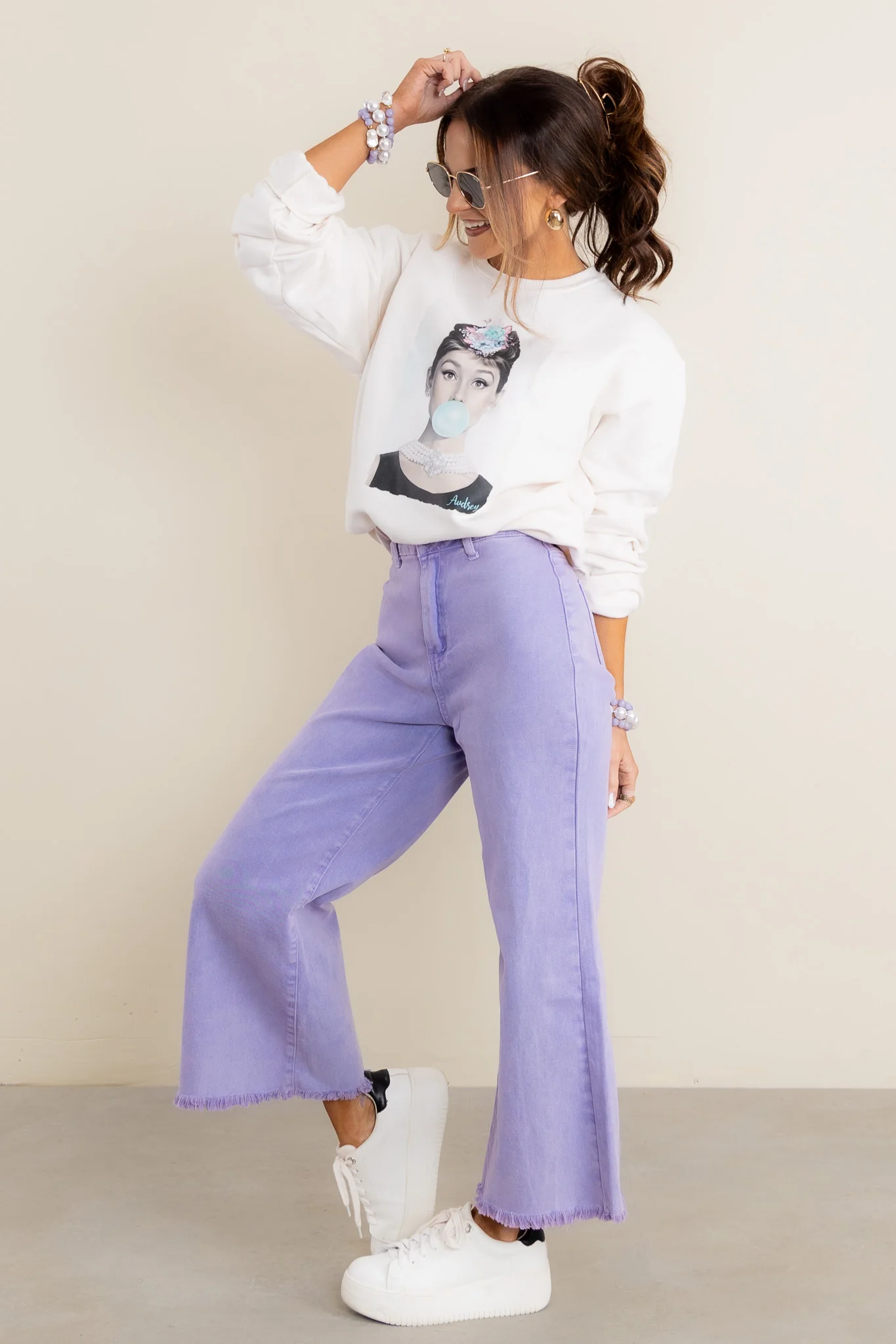 Monte High Waist Frayed Hem Violet Jean - Image 4