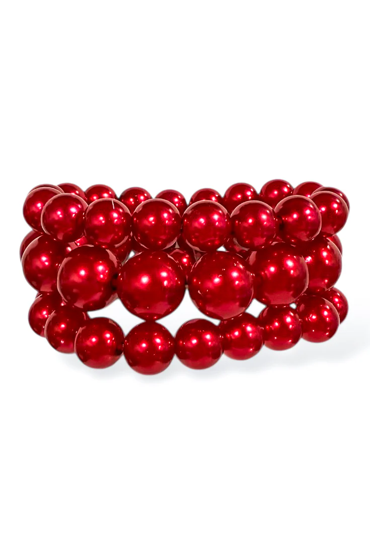 Hold On Tight Red Beaded Bracelet Set