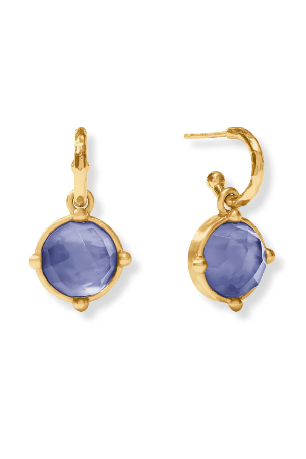 Julie Vos Honeybee Tanzanite Blue Hoop & Charm Earrings