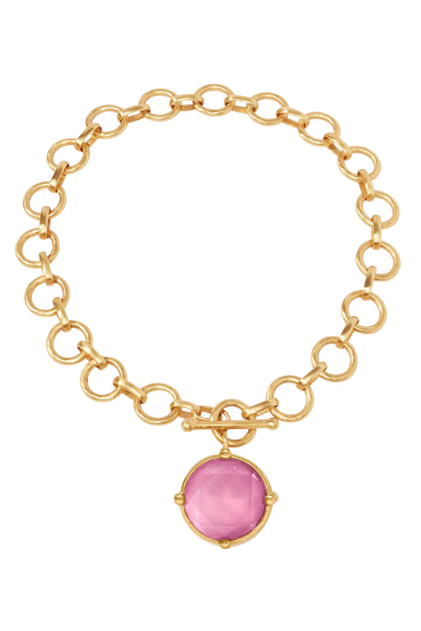 Julie Vos Honeybee Iridescent Tourmaline Pink Statement Necklace