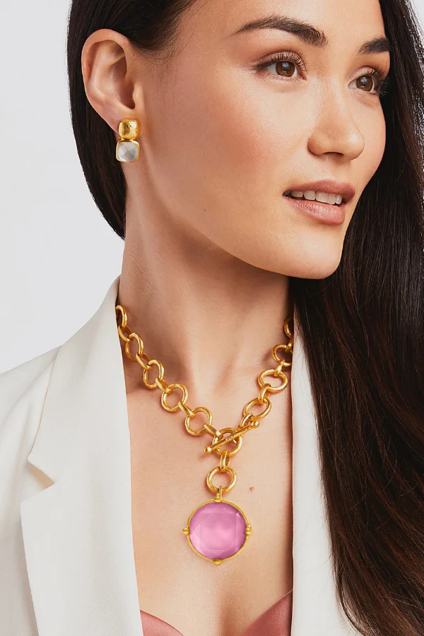 Julie Vos Honeybee Iridescent Tourmaline Pink Statement Necklace - Image 2