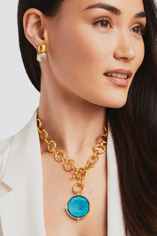 Julie Vos Honeybee Iridescent London Blue Statement Necklace - Image 2