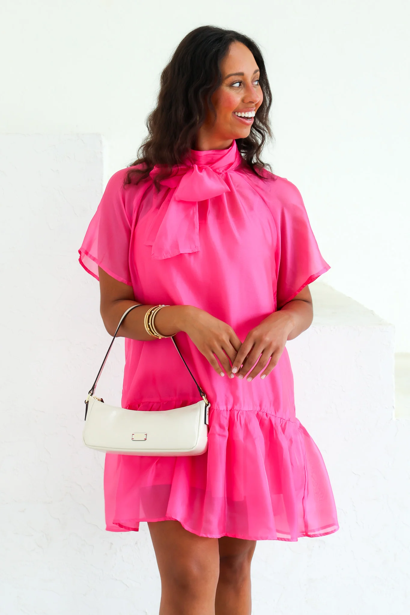Larissa Hot Pink Short Sleeve Mini Dress - Image 2