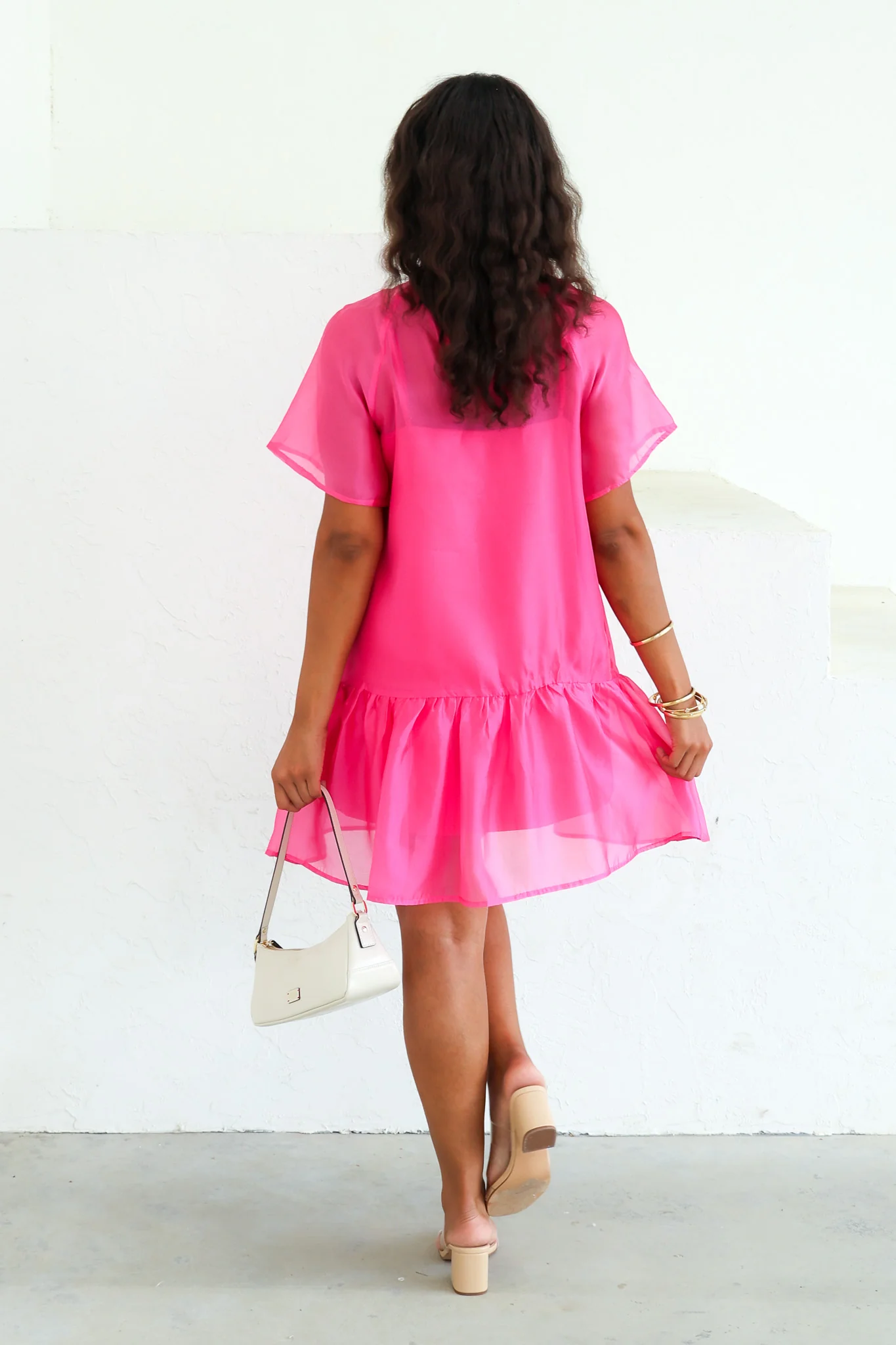 Larissa Hot Pink Short Sleeve Mini Dress - Image 3