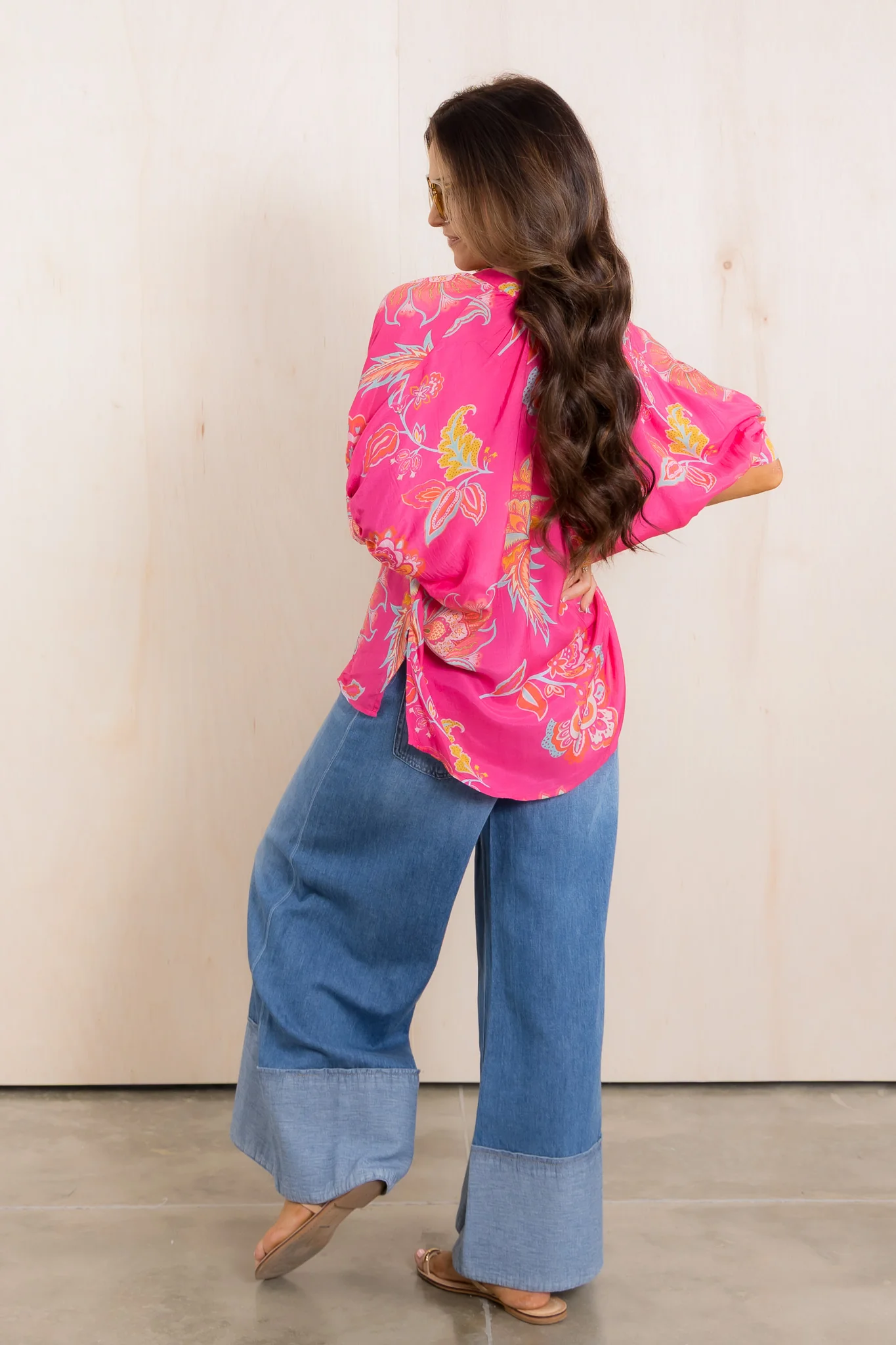 Hot Pink Popover Short Sleeve Top - Image 5