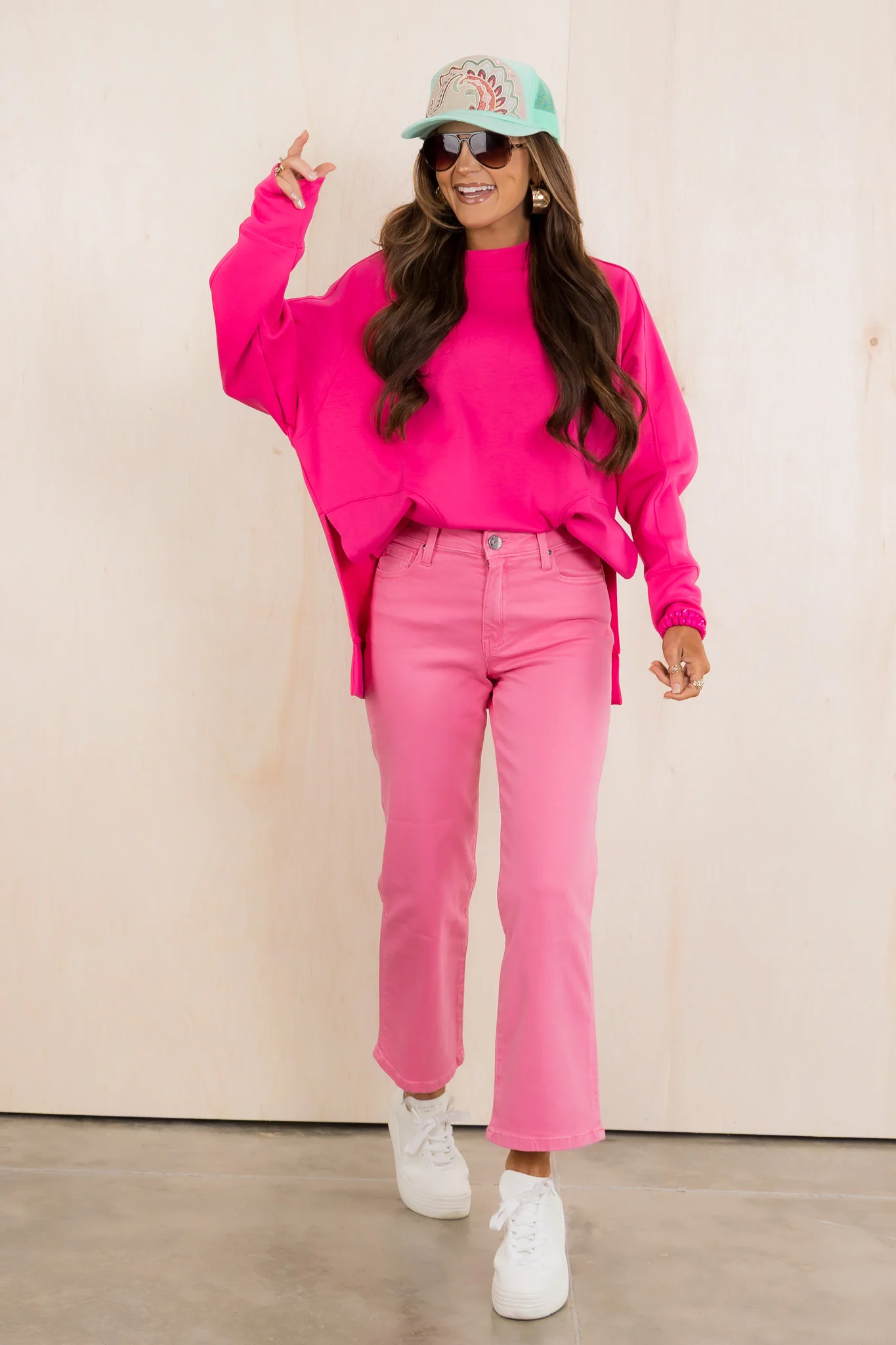 Hideaway Hot Pink Scuba Long Sleeve Pullover *Final Sale* - Image 3