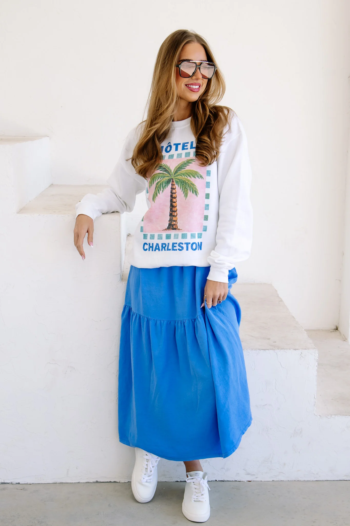 Hotel Charleston White Long Sleeve Sweatshirt