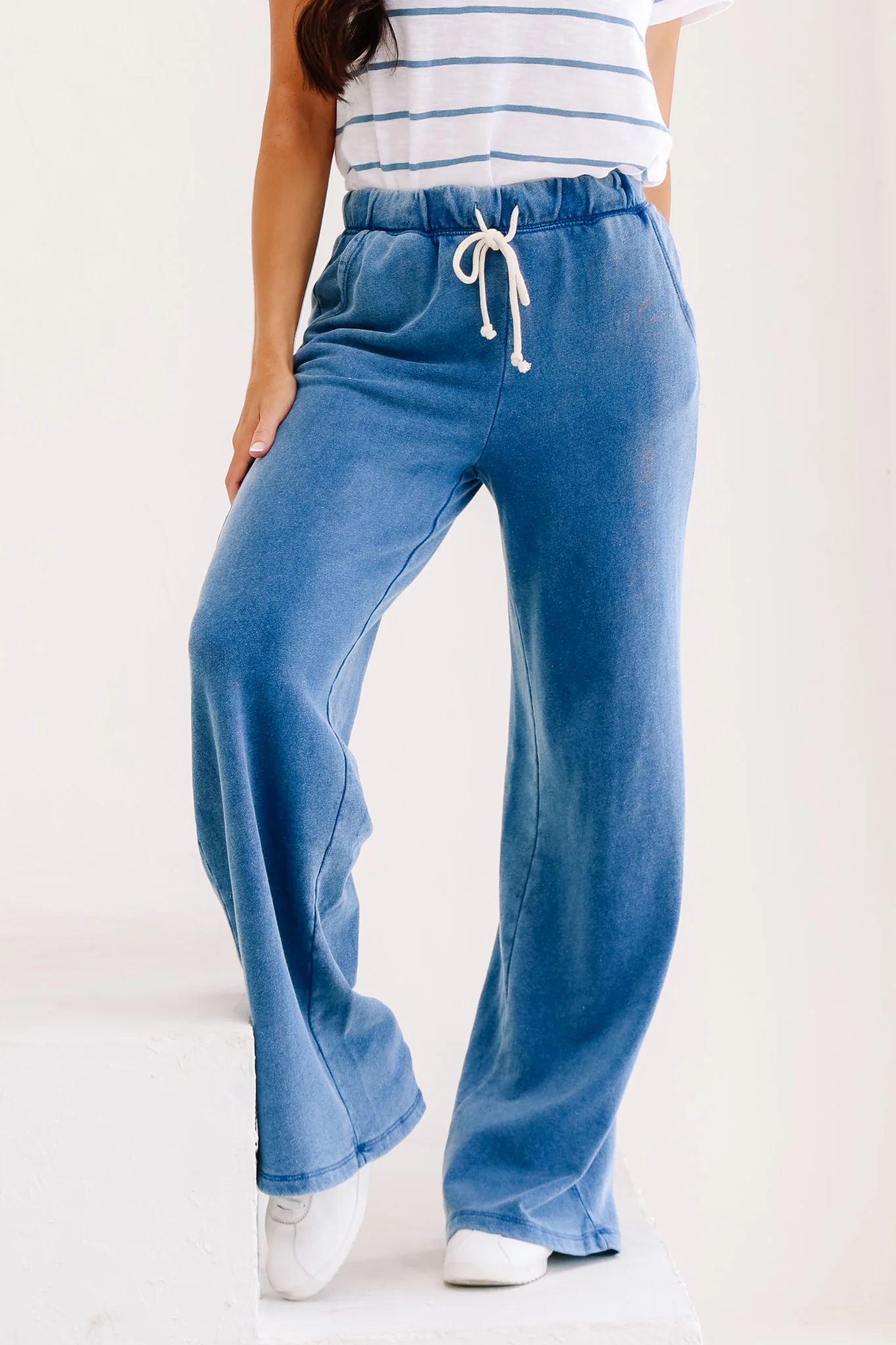 Z Supply Hunter Vintage Indigo Knit Wide Leg Pants