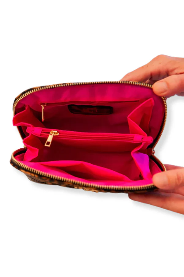 Caroline Hill Ibiza Small Spotted Patent Coated Cosmetic Pouch - Image 2