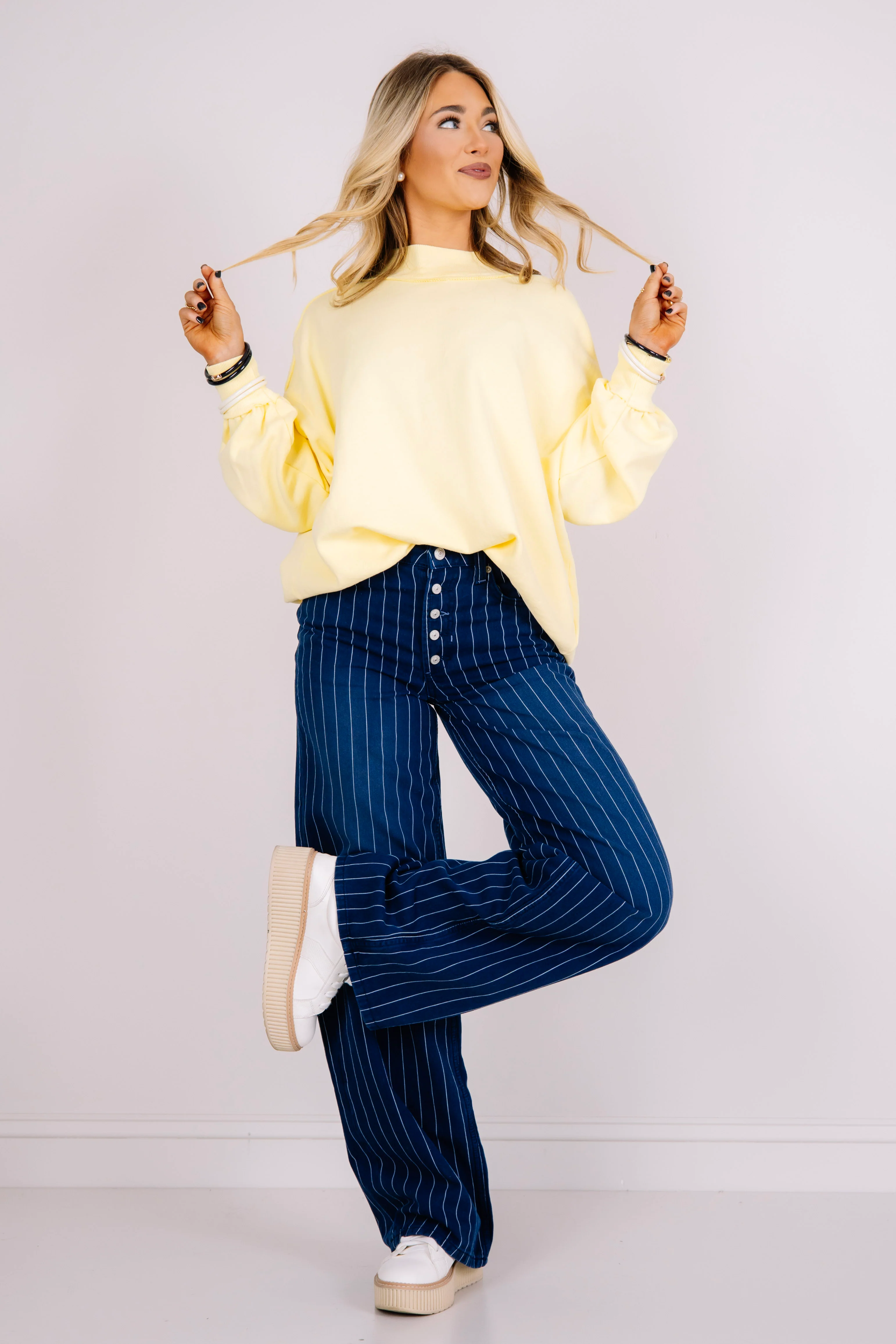 Free People Nia Indigo Pinstripe Boyfriend Jean - Image 2