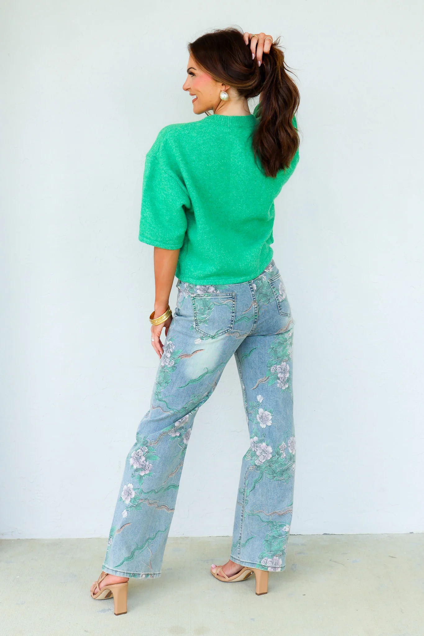 AZI Josie Floral Denim Wide Leg Jean - Image 5