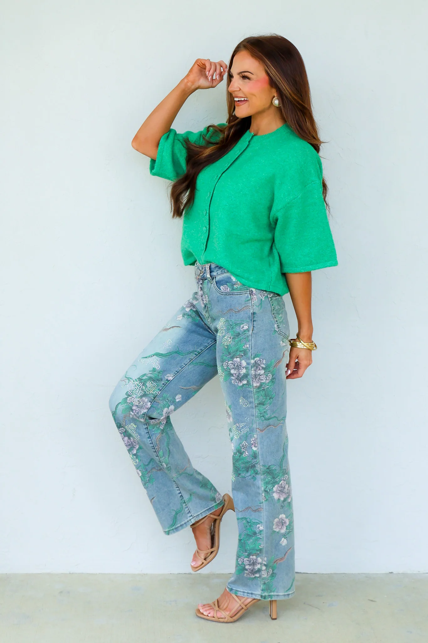 AZI Josie Floral Denim Wide Leg Jean - Image 6