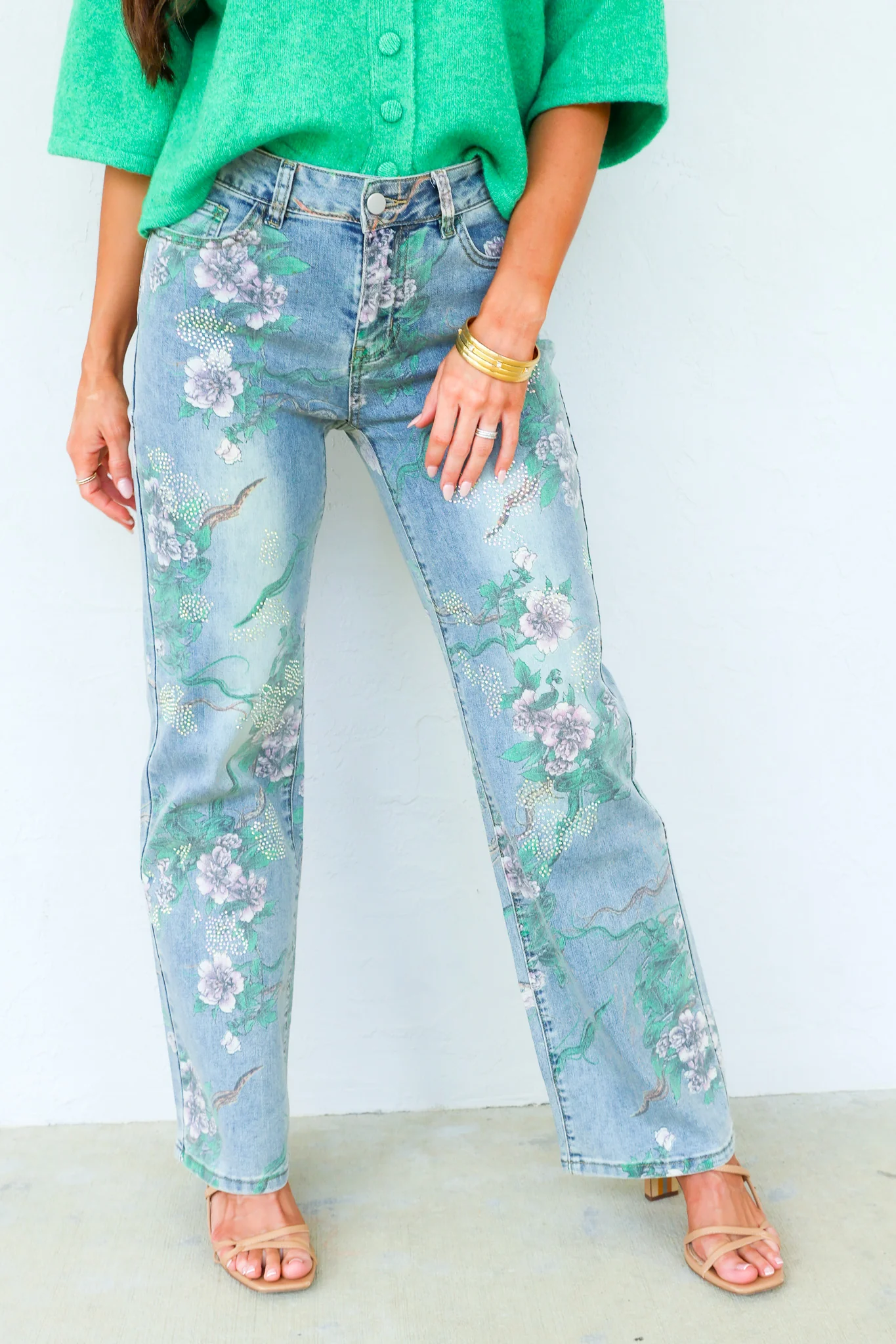 AZI Josie Floral Denim Wide Leg Jean - Image 7