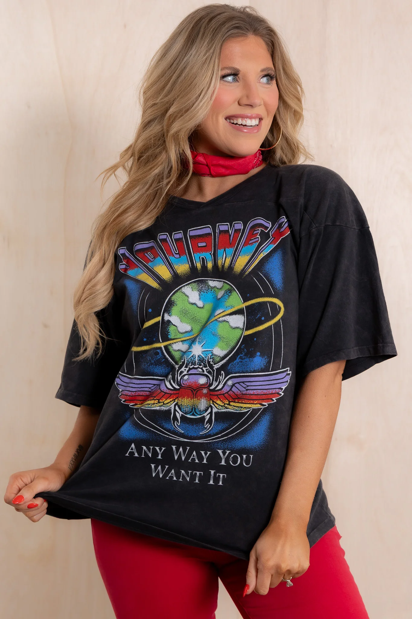 Send Her My Love Black Shot Sleeve Top