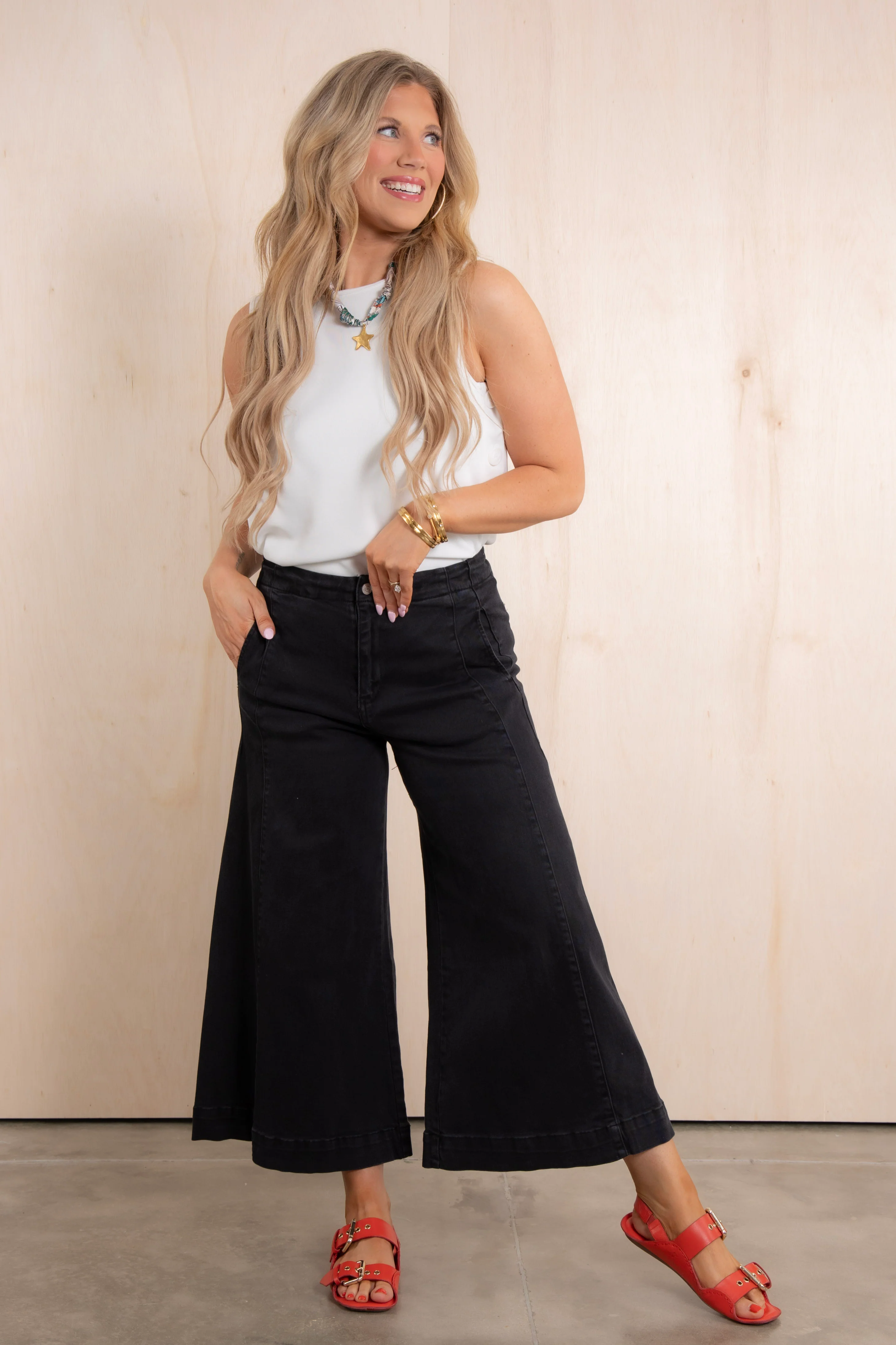 Getting Started Black Wide Leg Jeans - Image 2