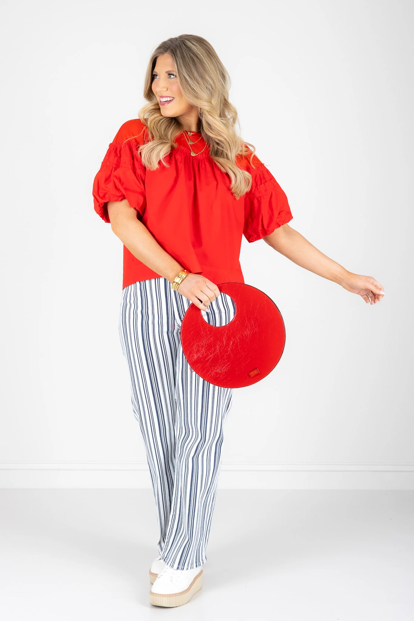 Just Black Blue Stripe High Rise Vintage Straight Pant - Image 4