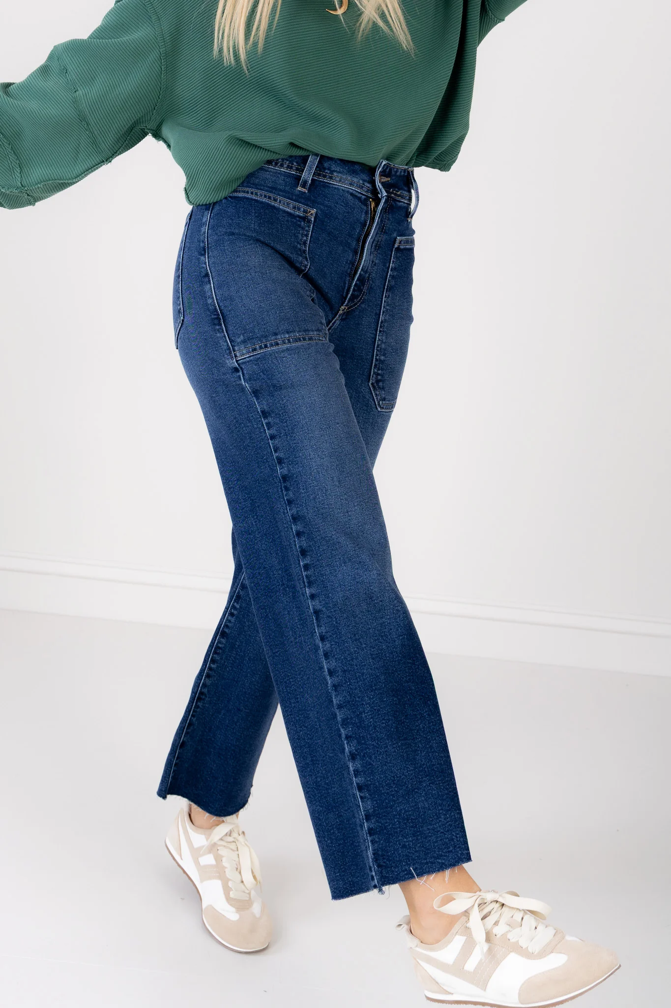 Just Black Denim High Rise Utility Dark Denim Wide Leg Jean - Image 3