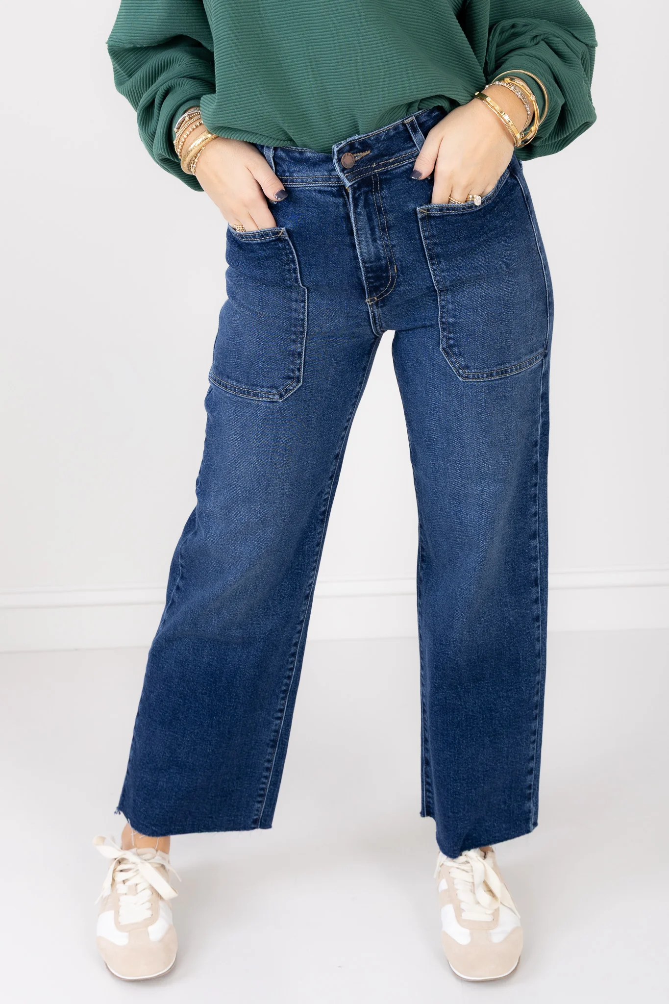 Just Black Denim High Rise Utility Dark Denim Wide Leg Jean - Image 4