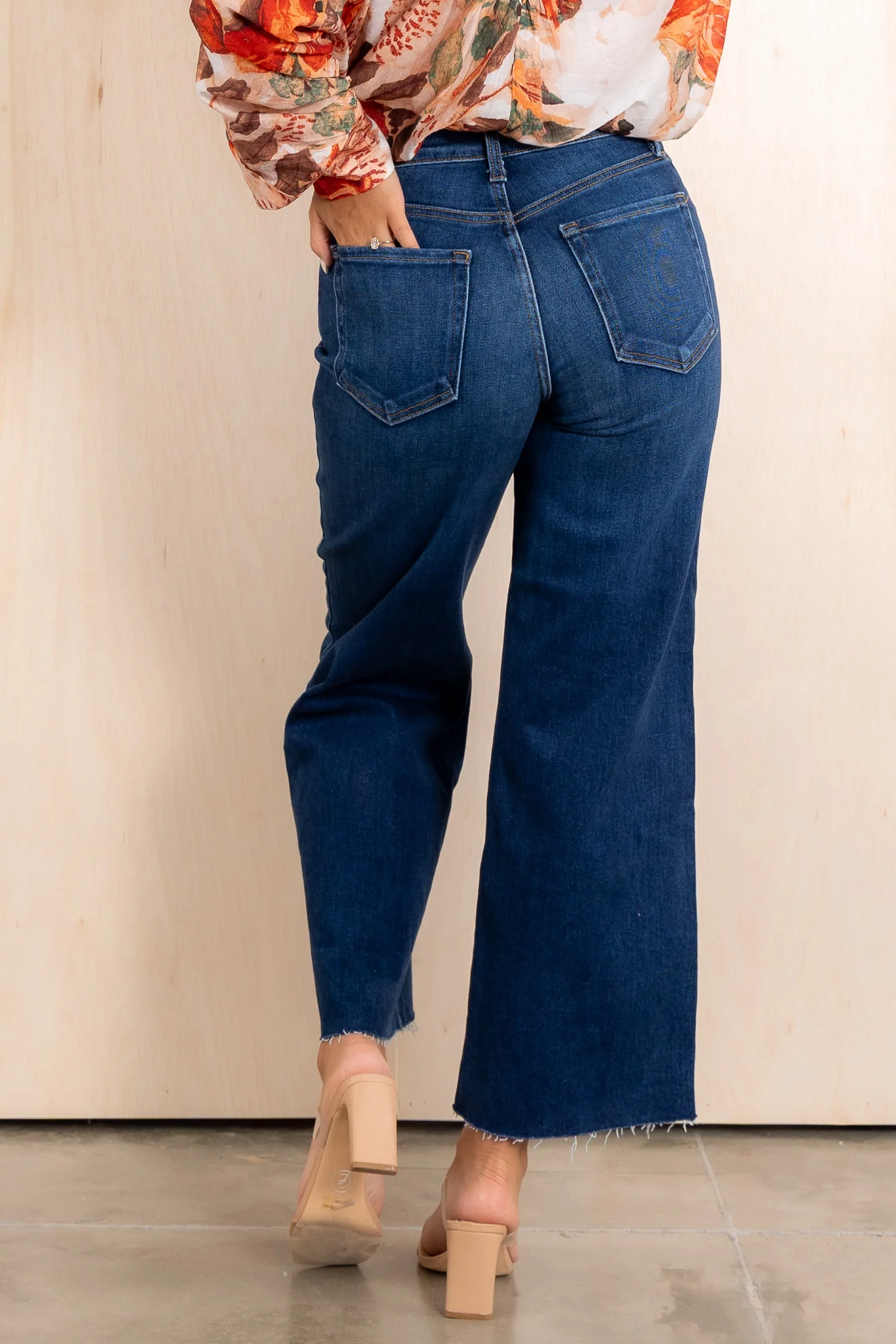 Just Black Scissor Cut Dark Denim Wide Leg Jean - Image 4