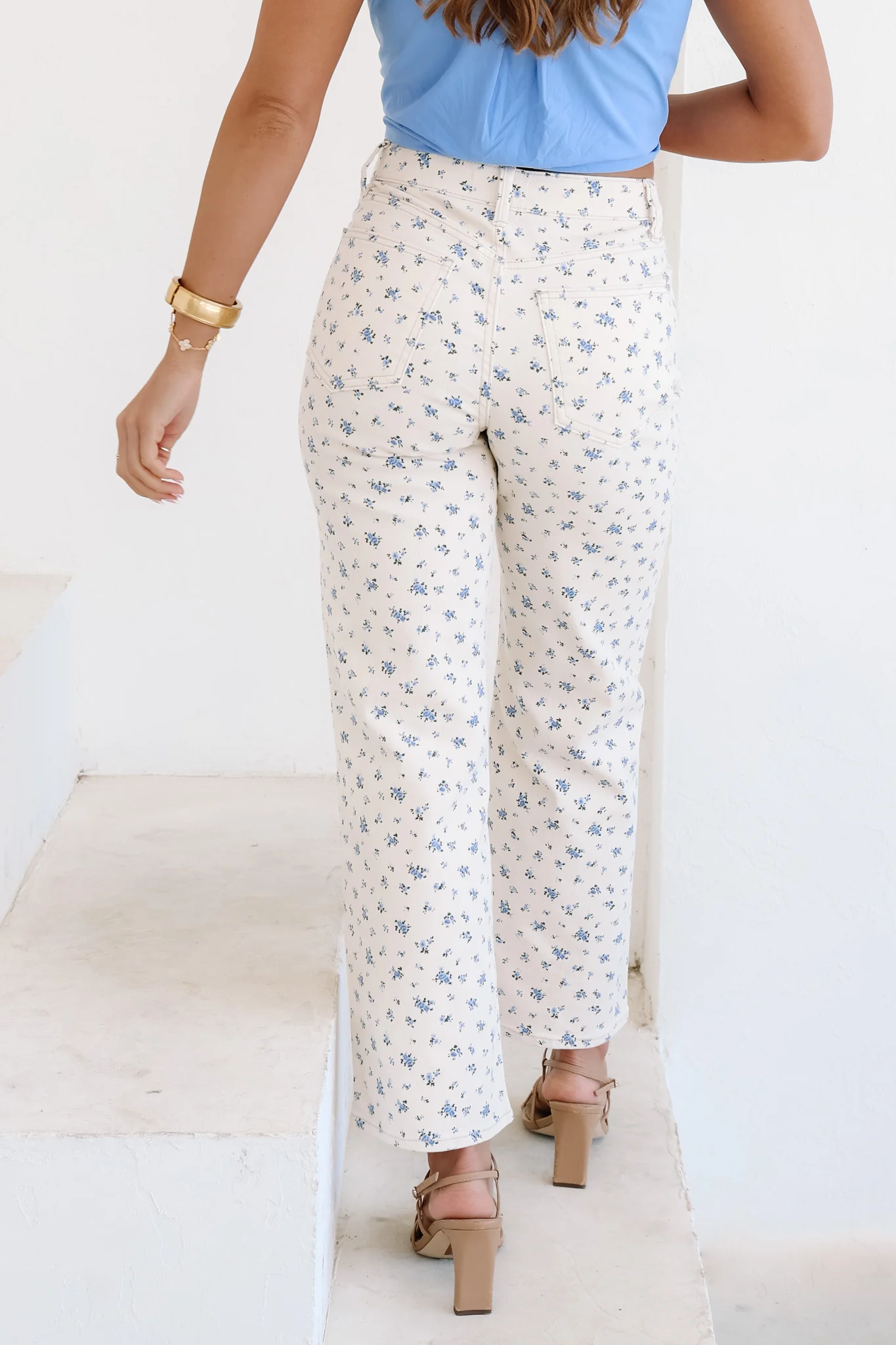Just Black Flower Print High Rise Vintage Straight Jean - Image 3