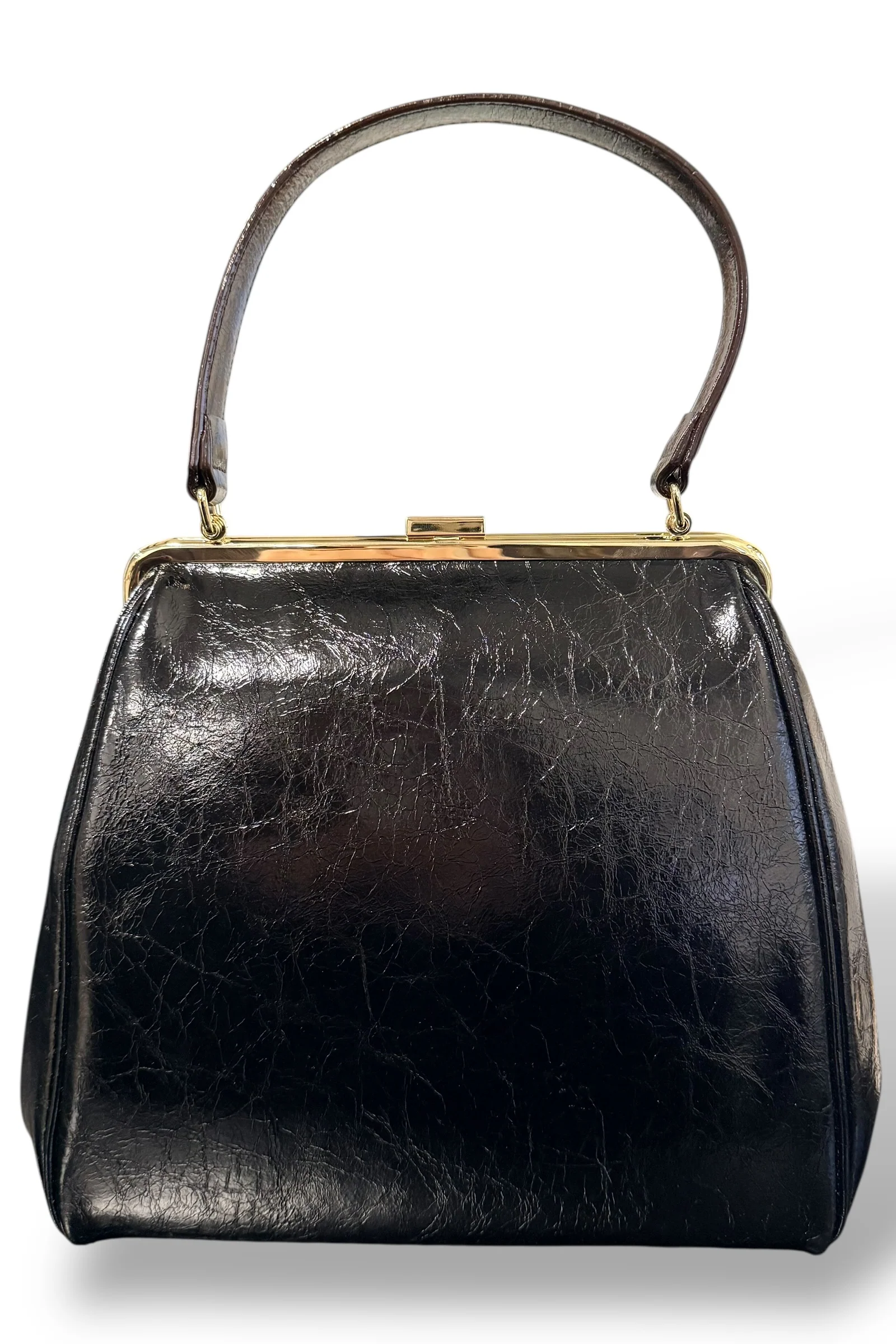 Frances Valentine Katherine Black Crinkled Leather Bag