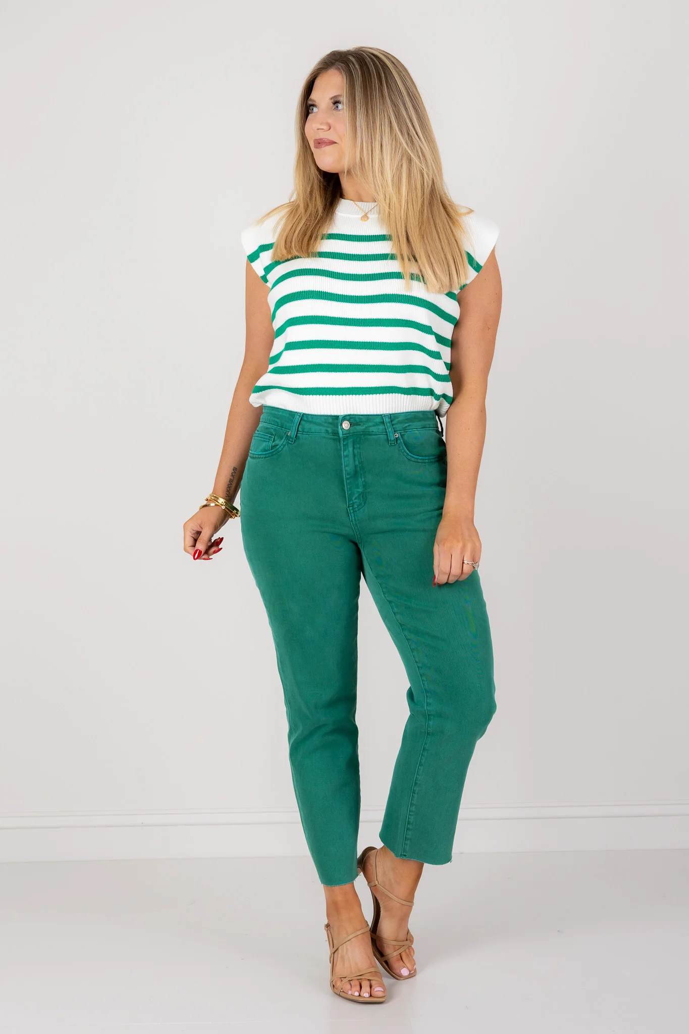 Kelley Dark Green Cropped Straight Jean - Image 5
