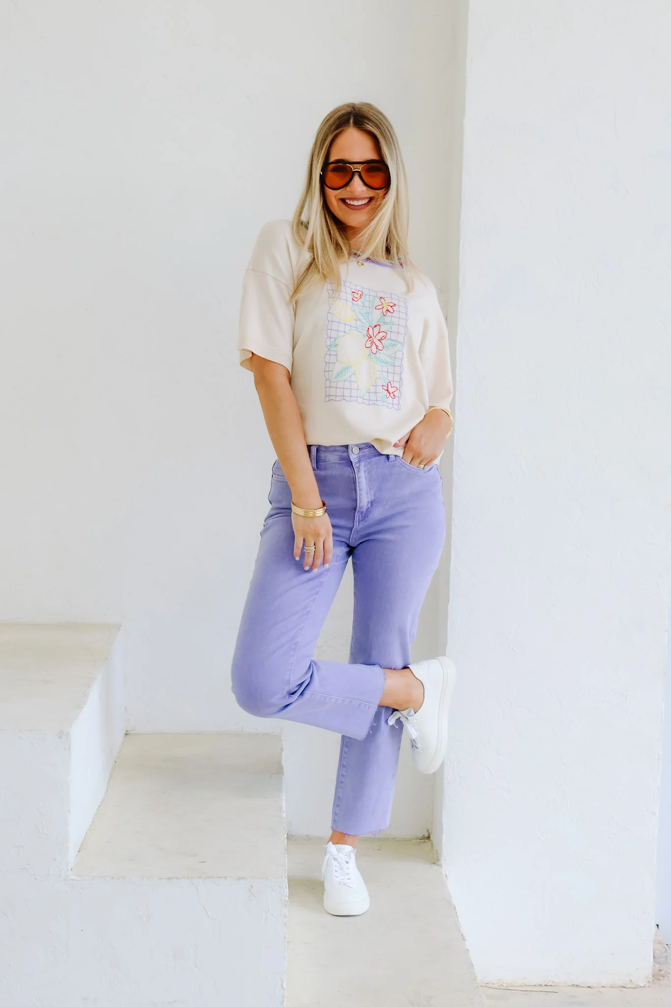 Kelley Lavender Cropped Straight Jean - Image 3