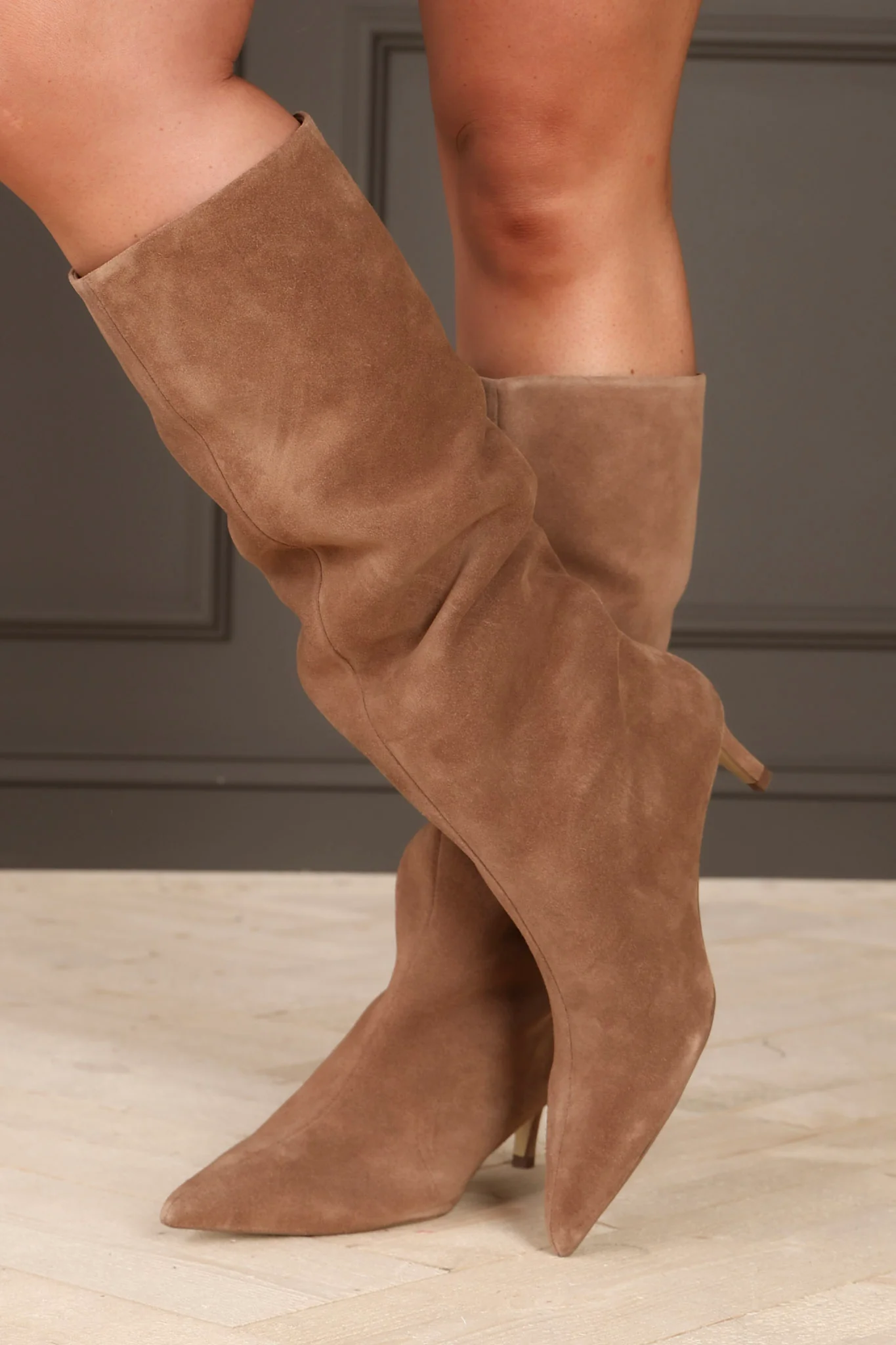 DOORBUSTER Free People Kiki Tan Suede Kitten Heel Boots - Image 3