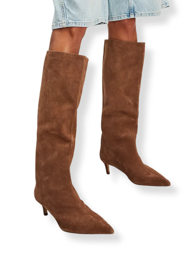 DOORBUSTER Free People Kiki Tan Suede Kitten Heel Boots - Image 4