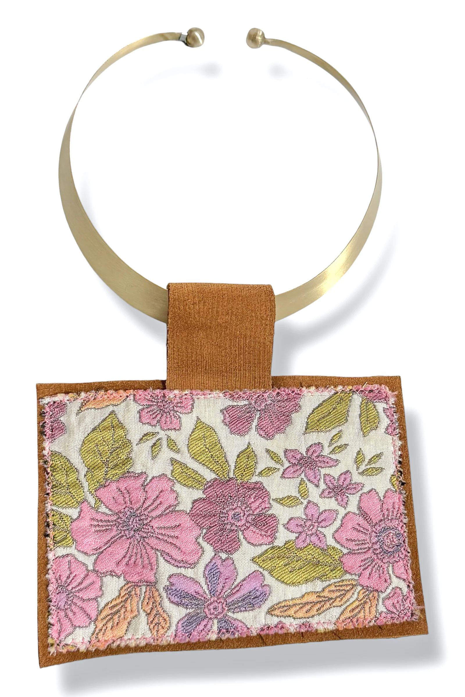 Kilim Suede Mauve Floral Choker Necklace